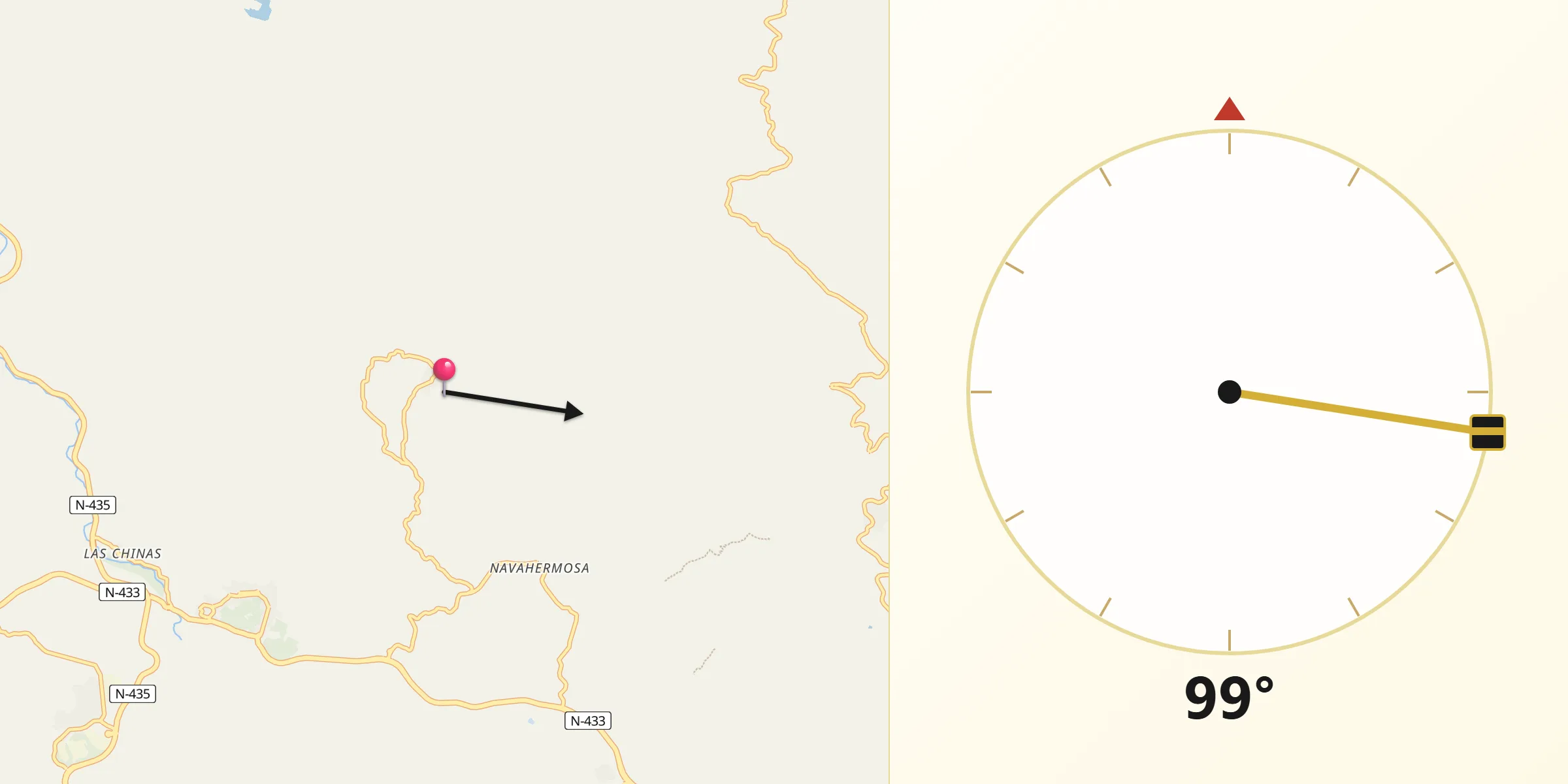 Dirección de la Qibla desde Valdelarco