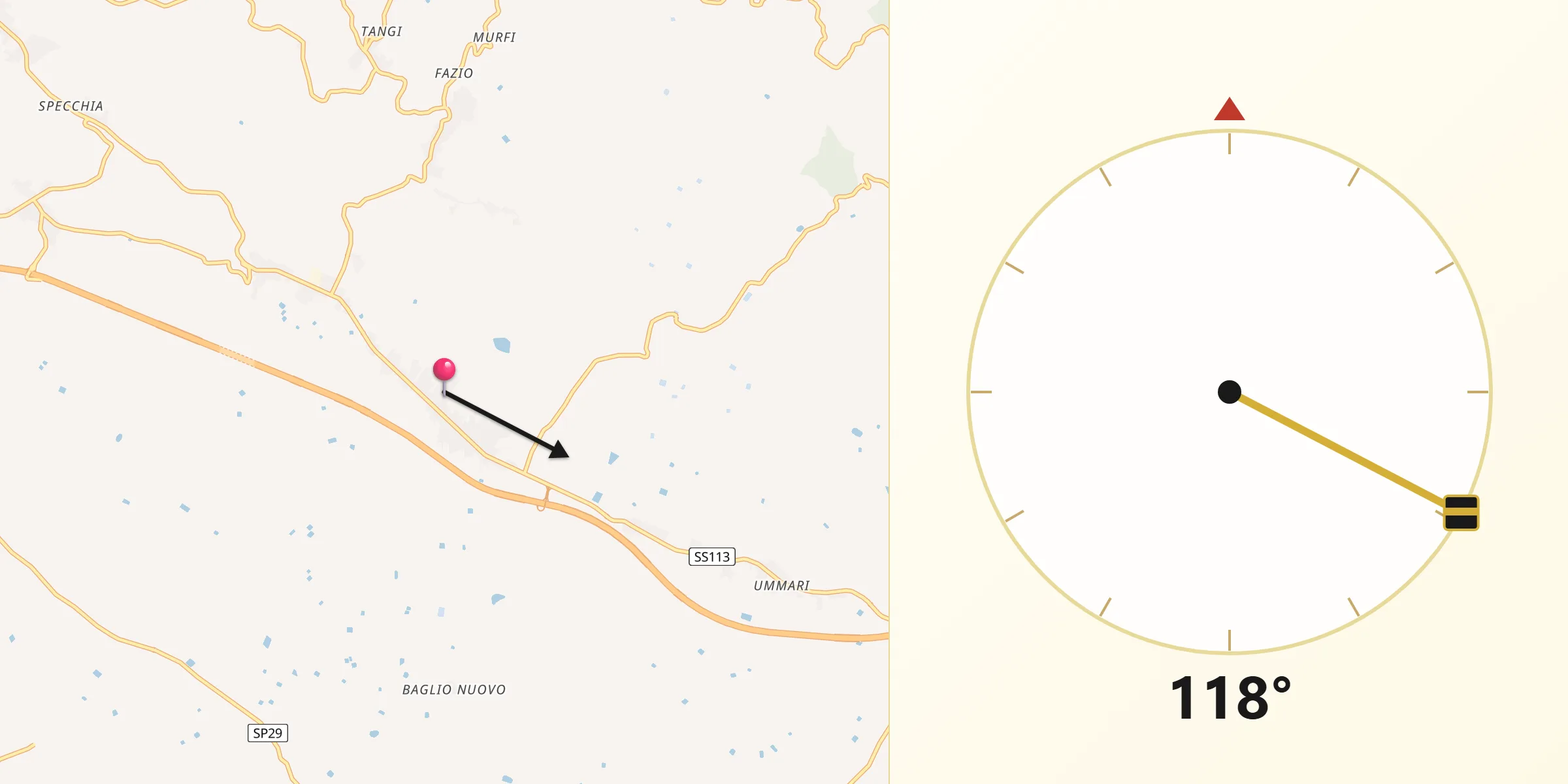 Direzione della Qibla da Fulgatore-Torretta