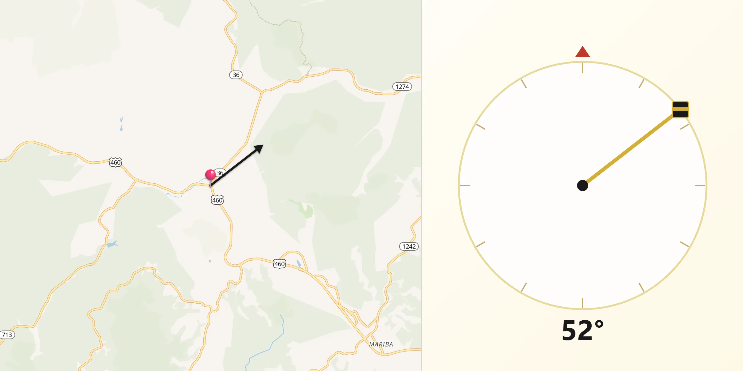 Qibla Direction from Frenchburg