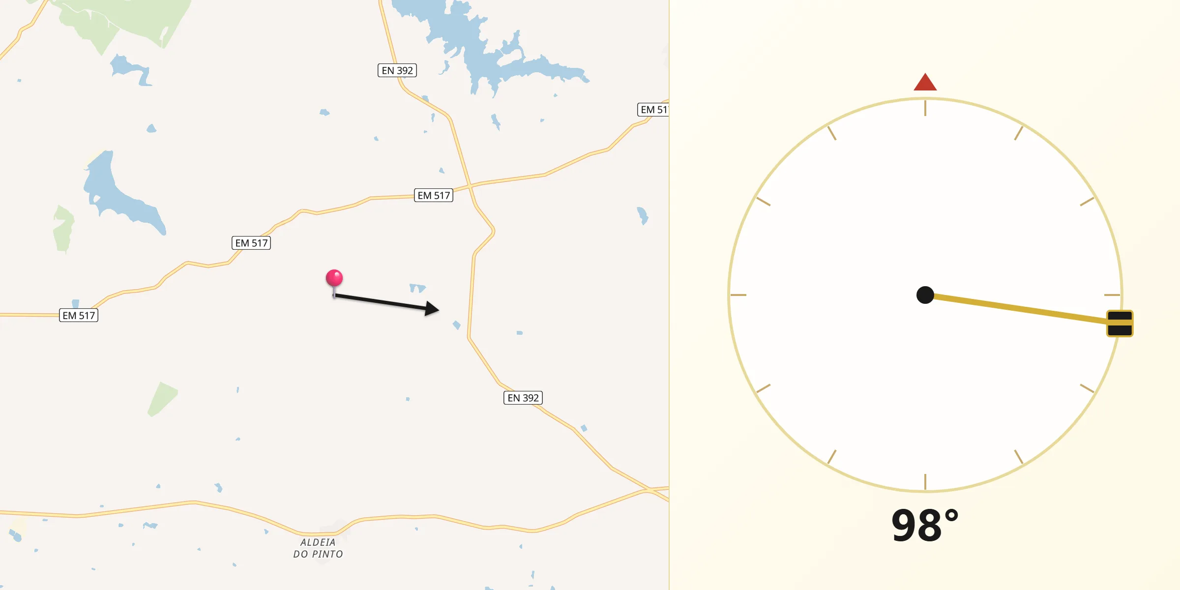 Direção da Qibla a partir de Serpa
