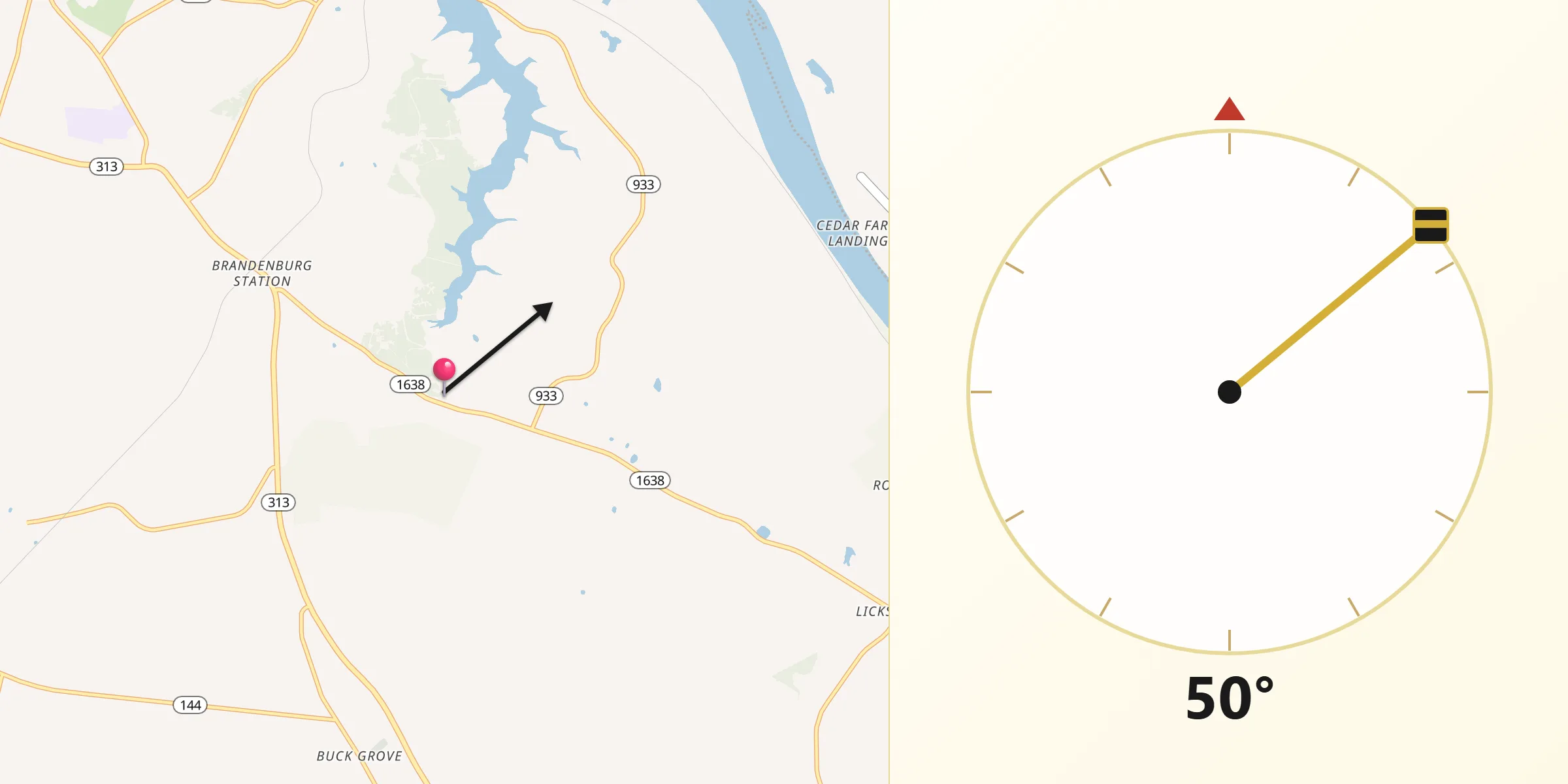 Qibla Direction from Doe Valley