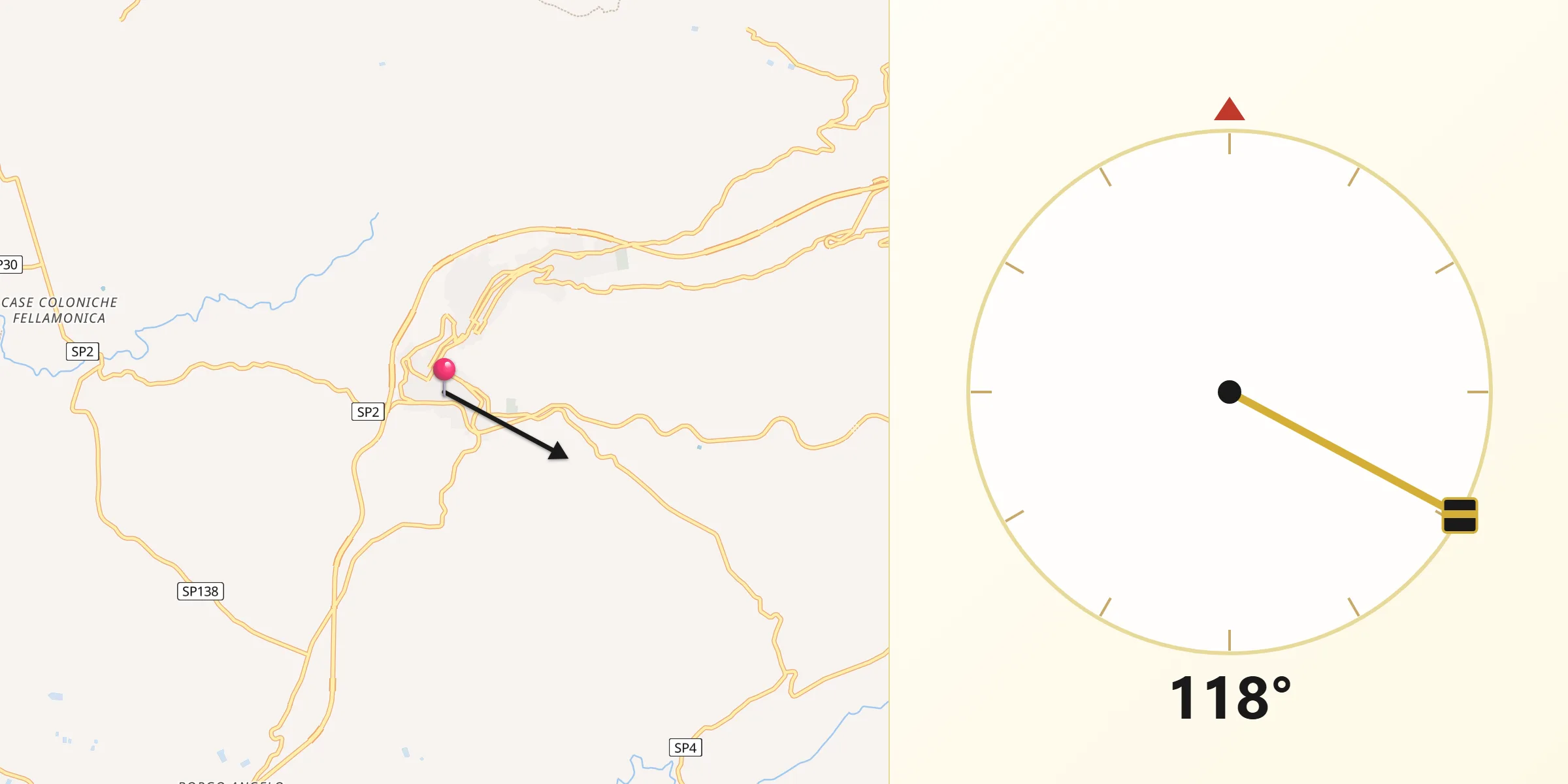 Direzione della Qibla da San Cipirello