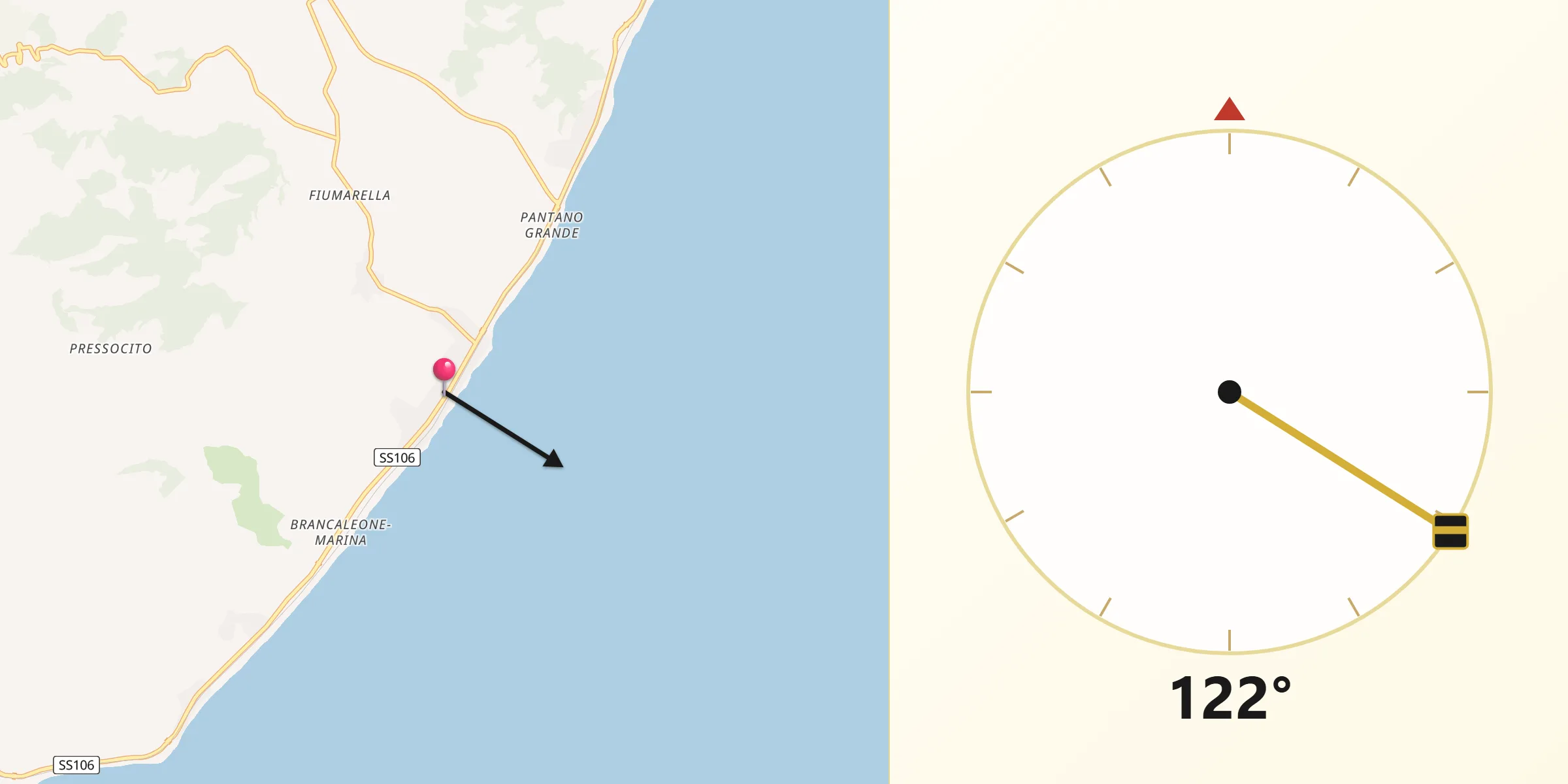 Direzione della Qibla da Brancaleone