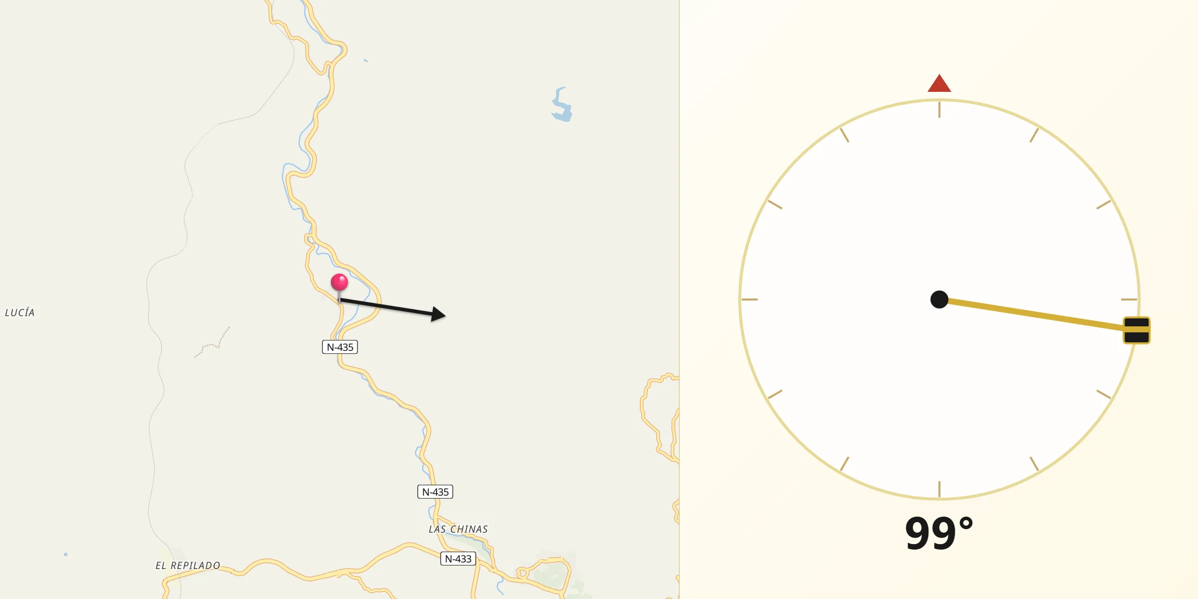 Dirección de la Qibla desde La Nava