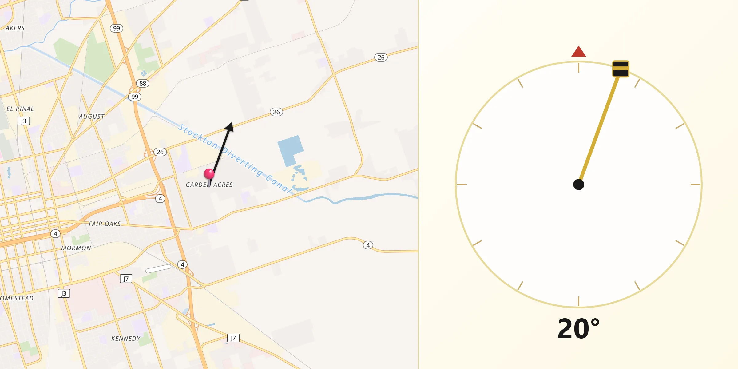 Qibla Direction from Garden Acres