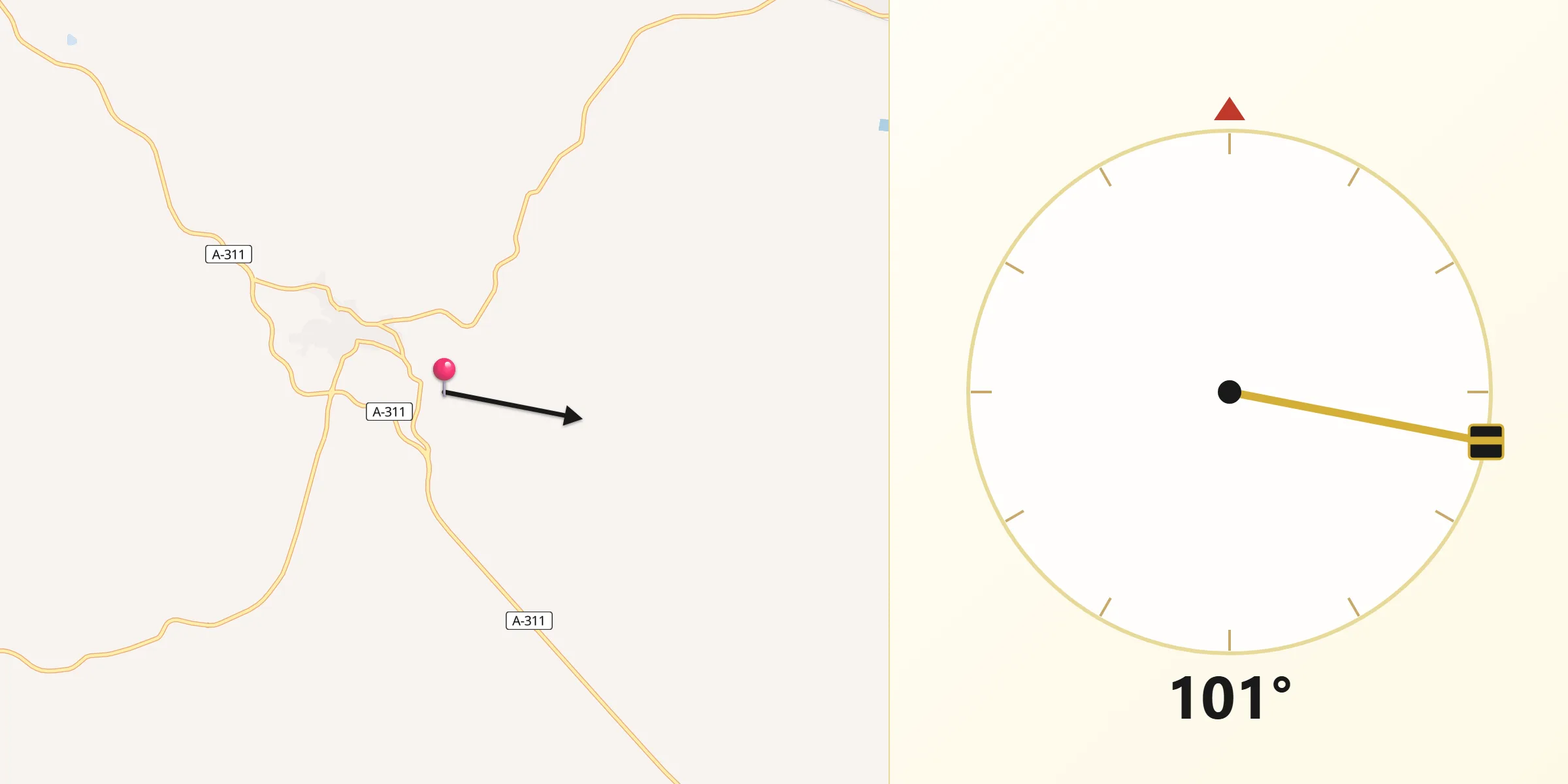 Dirección de la Qibla desde Lahiguera