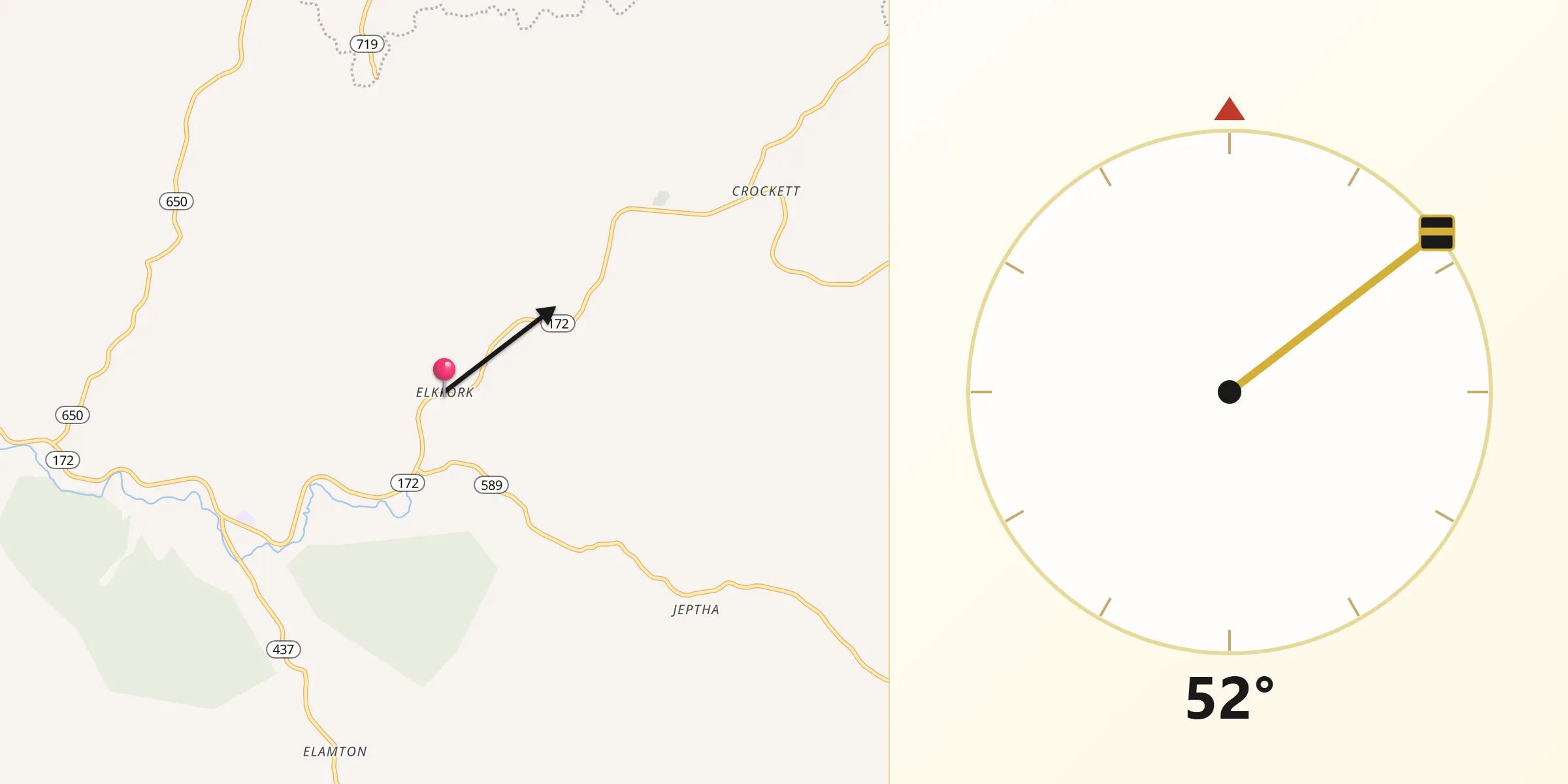 Qibla Direction from Elkfork