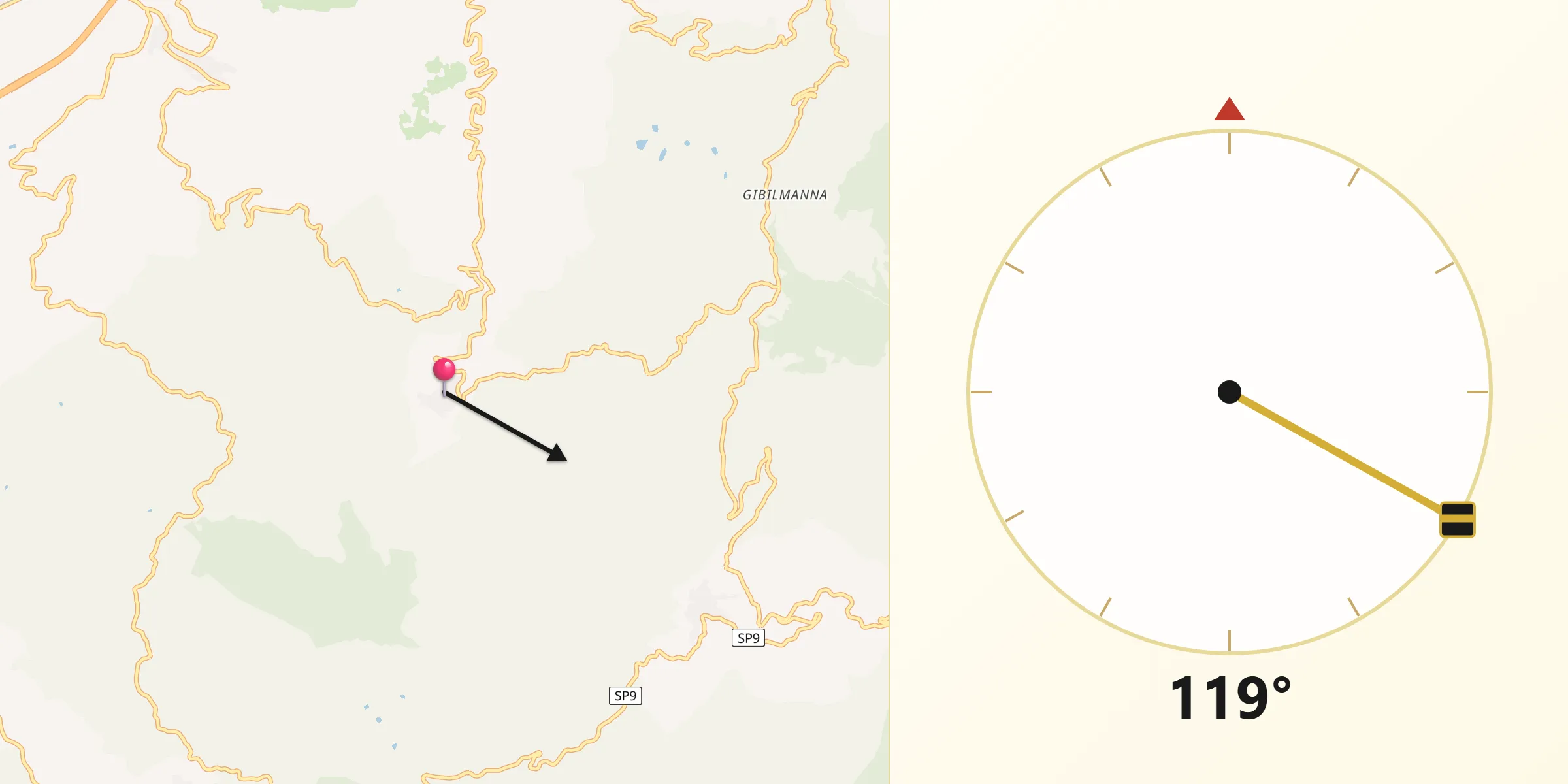 Direzione della Qibla da Gratteri