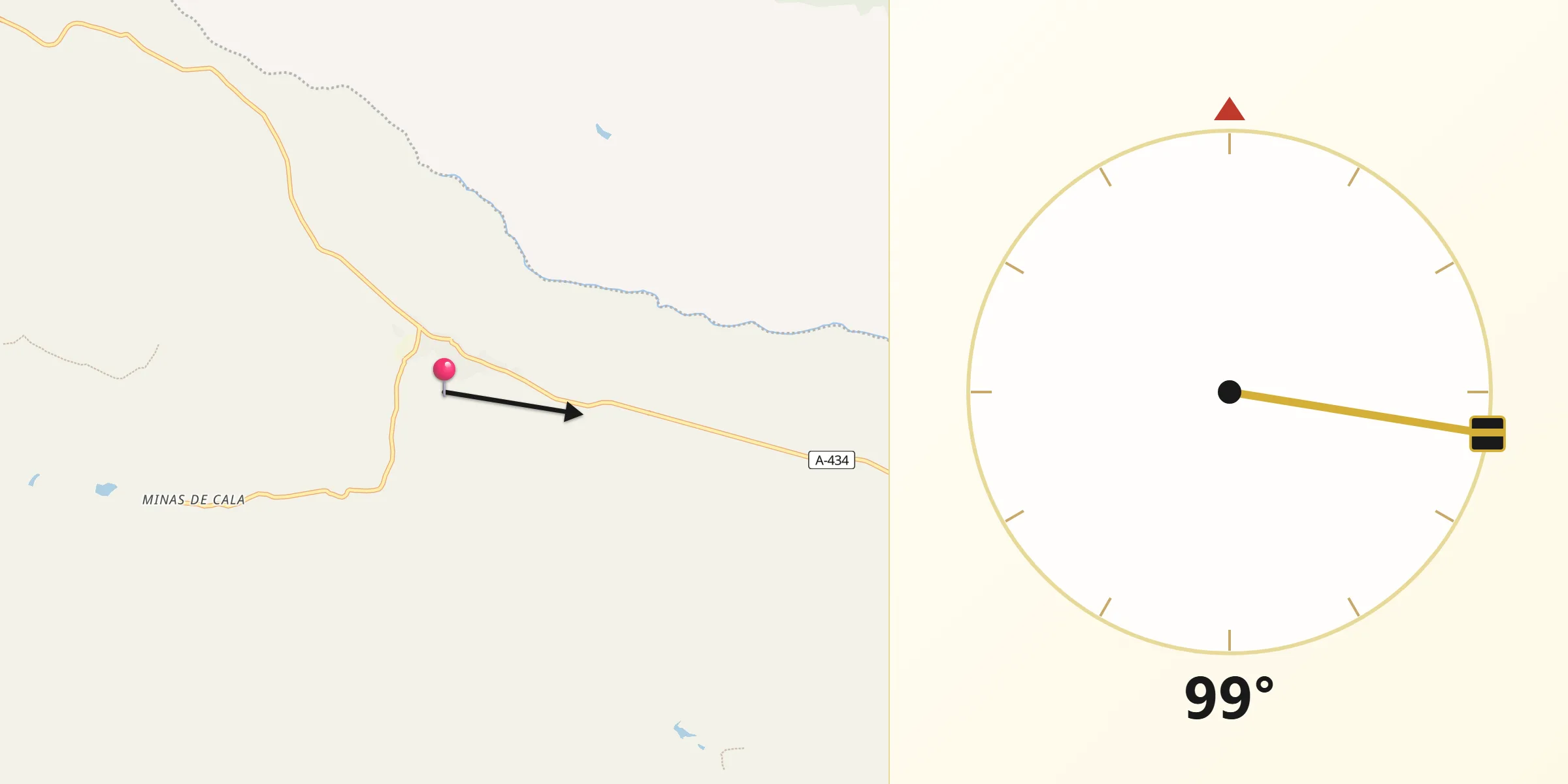 Dirección de la Qibla desde Cala