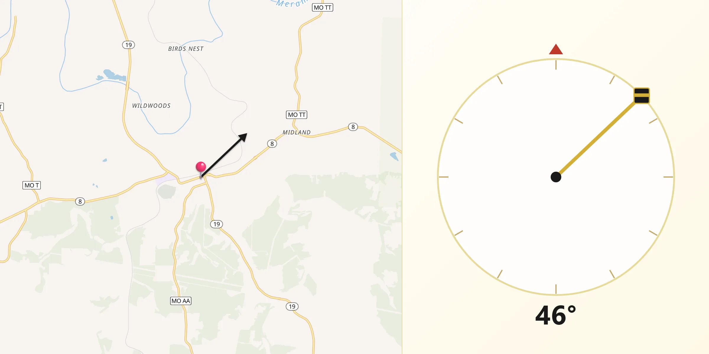 Qibla Direction from Steelville