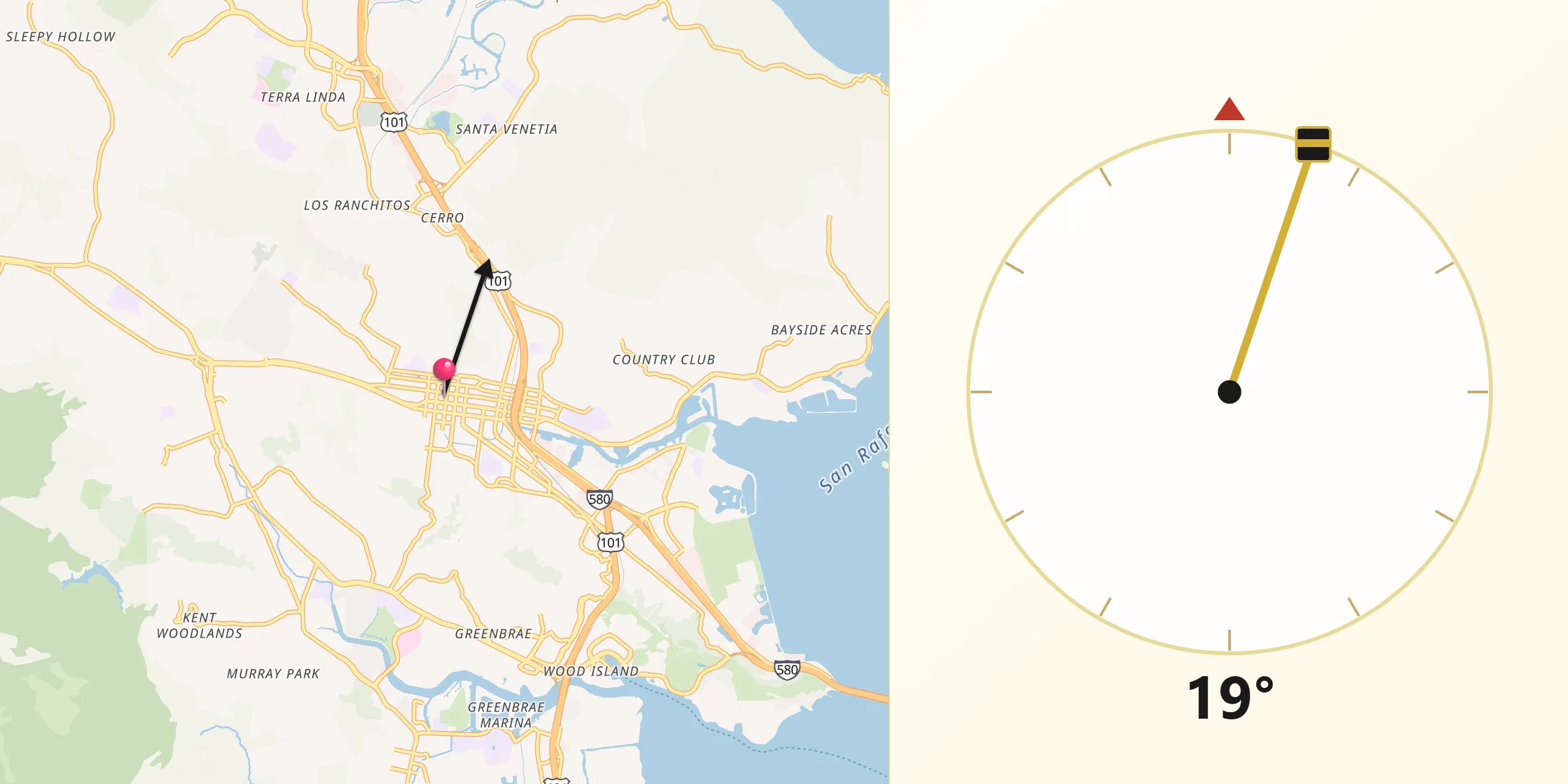 Qibla Direction from San Rafael
