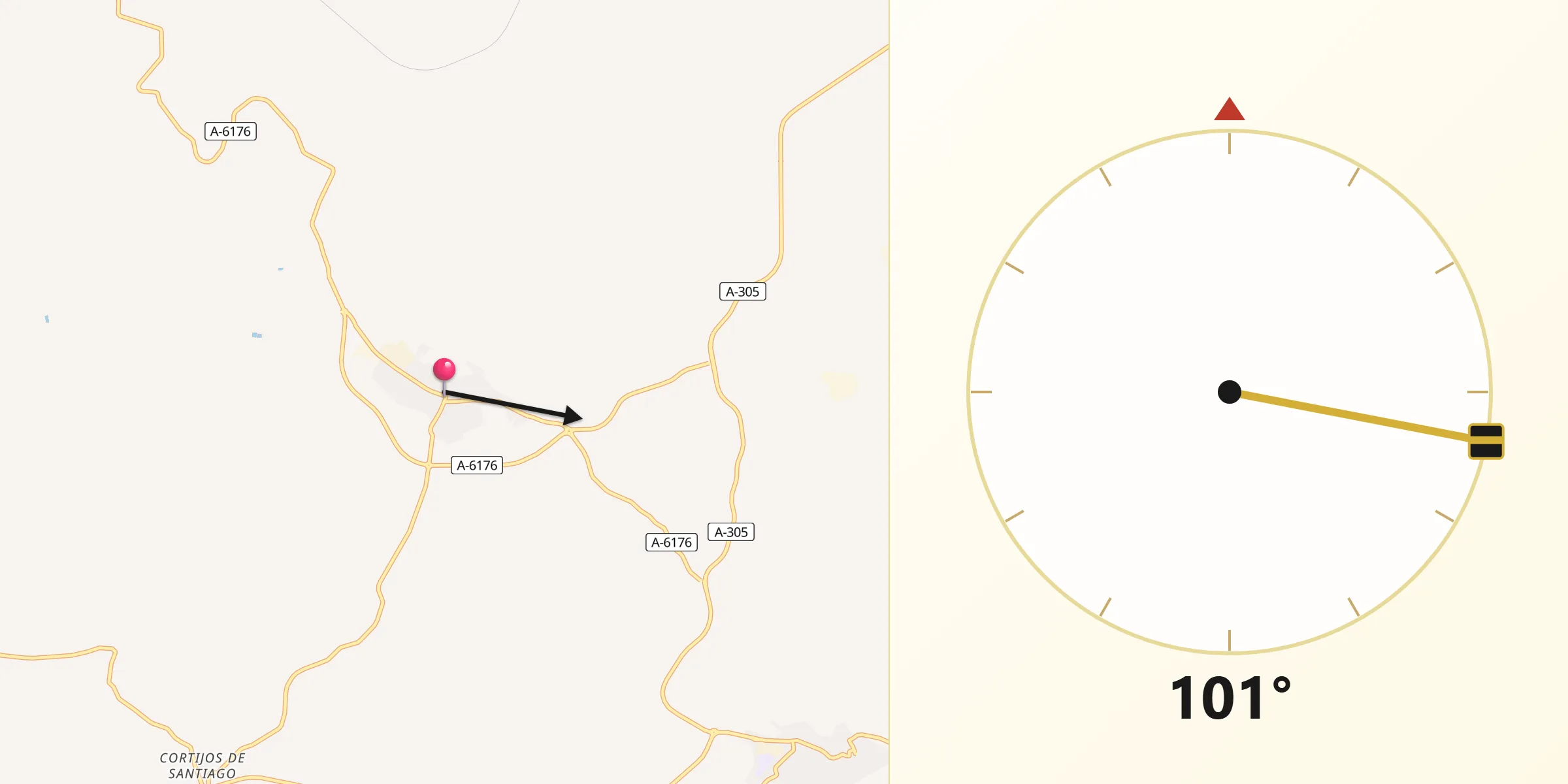 Dirección de la Qibla desde Arjonilla