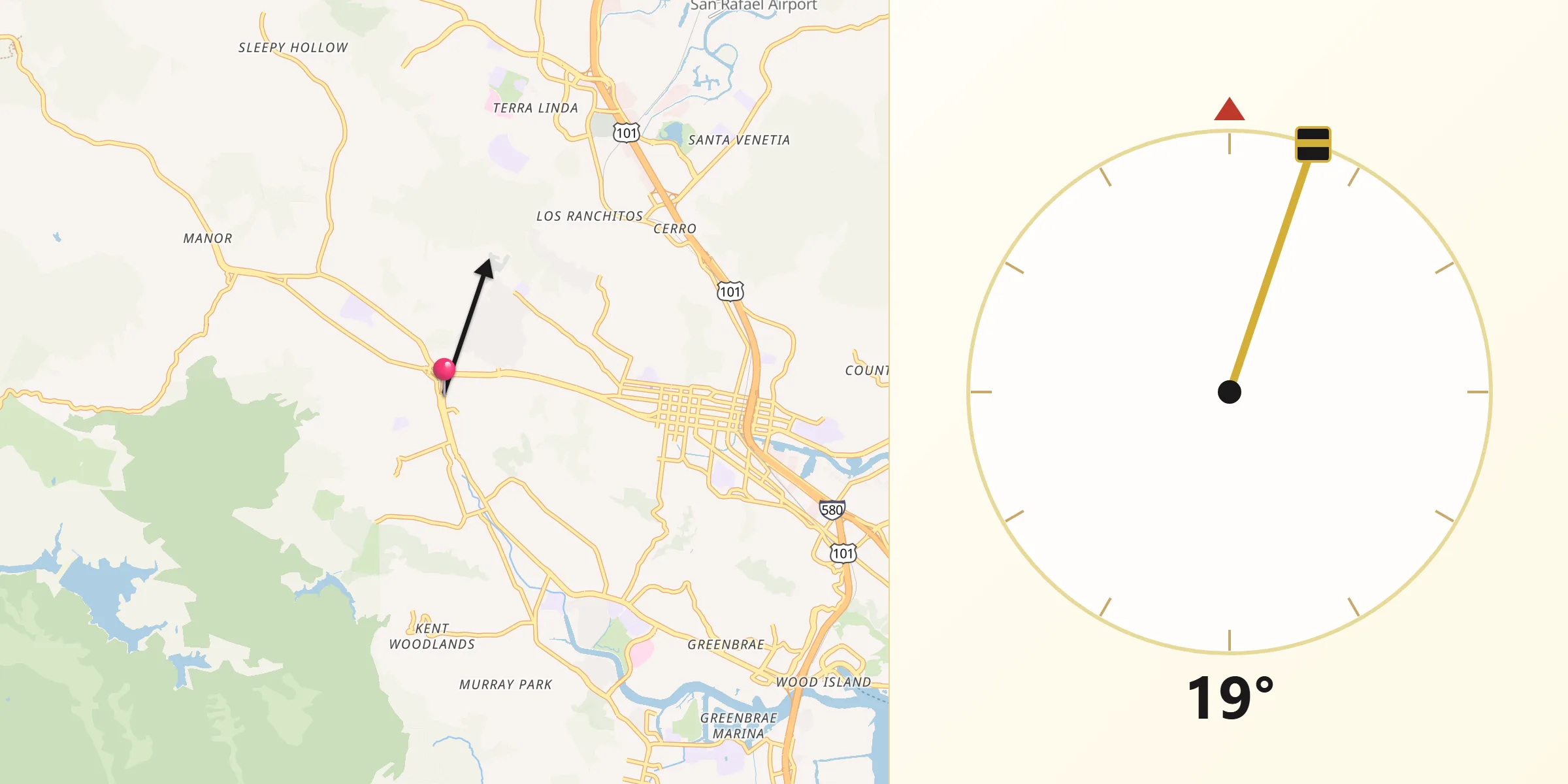 Qibla Direction from San Anselmo