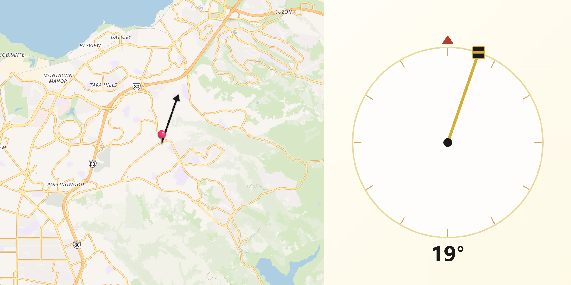 Qibla Direction from El Sobrante