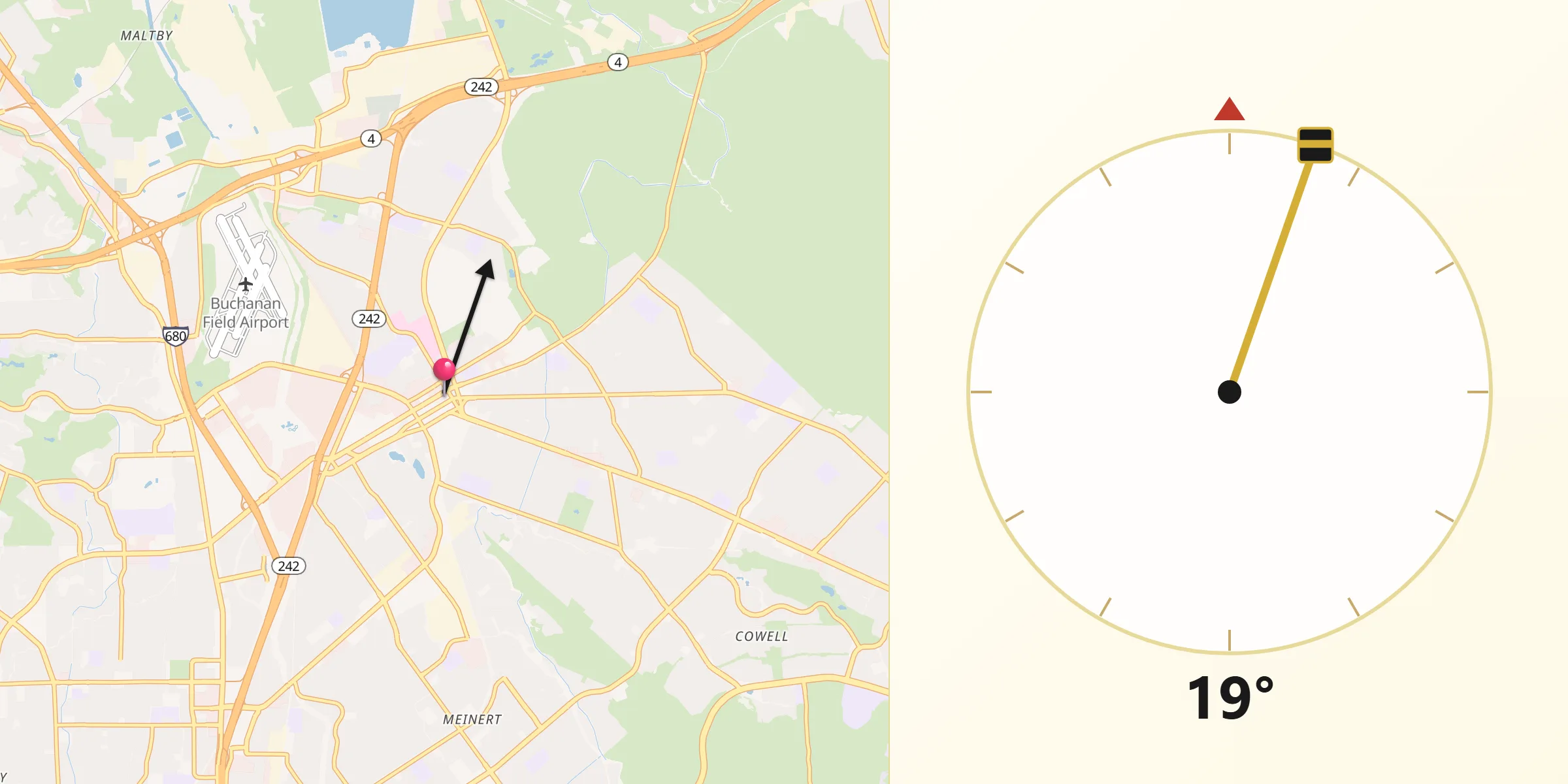 Dirección de la Qibla desde Concord