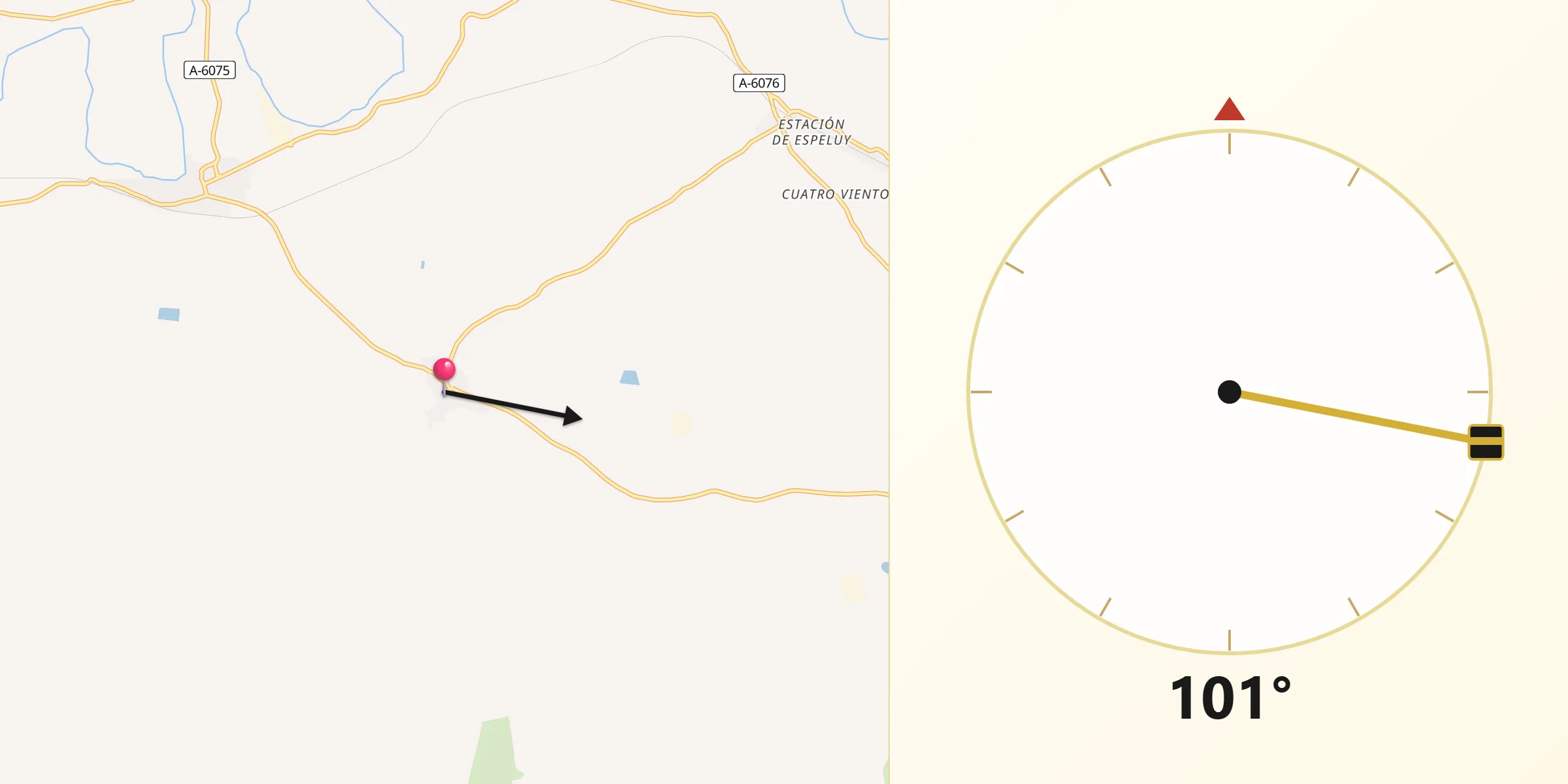 Dirección de la Qibla desde Cazalilla