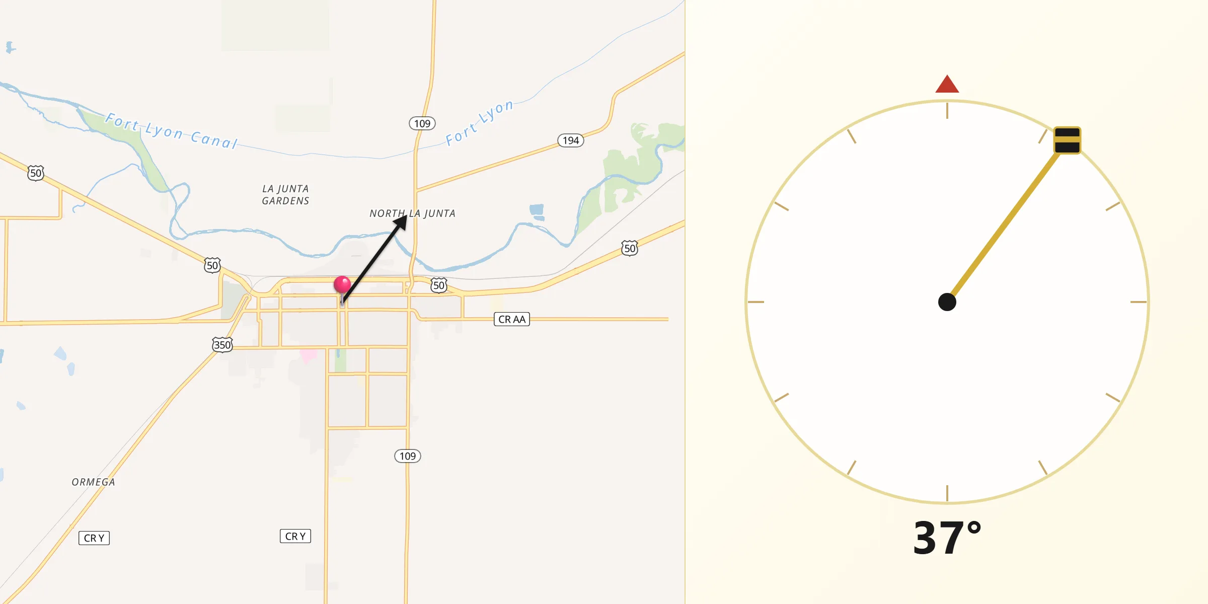 Qibla Direction from La Junta