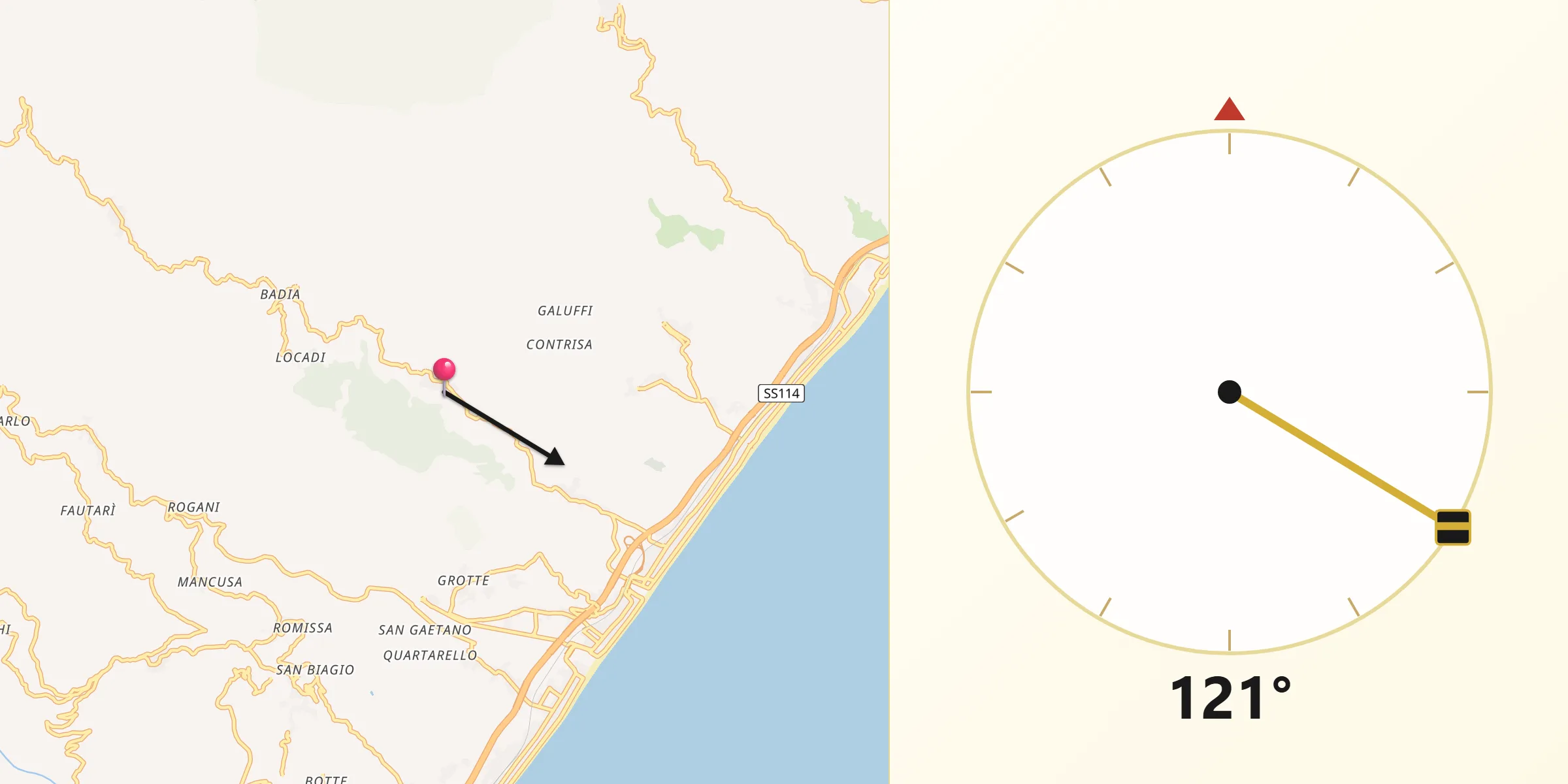 Direzione della Qibla da Pagliara