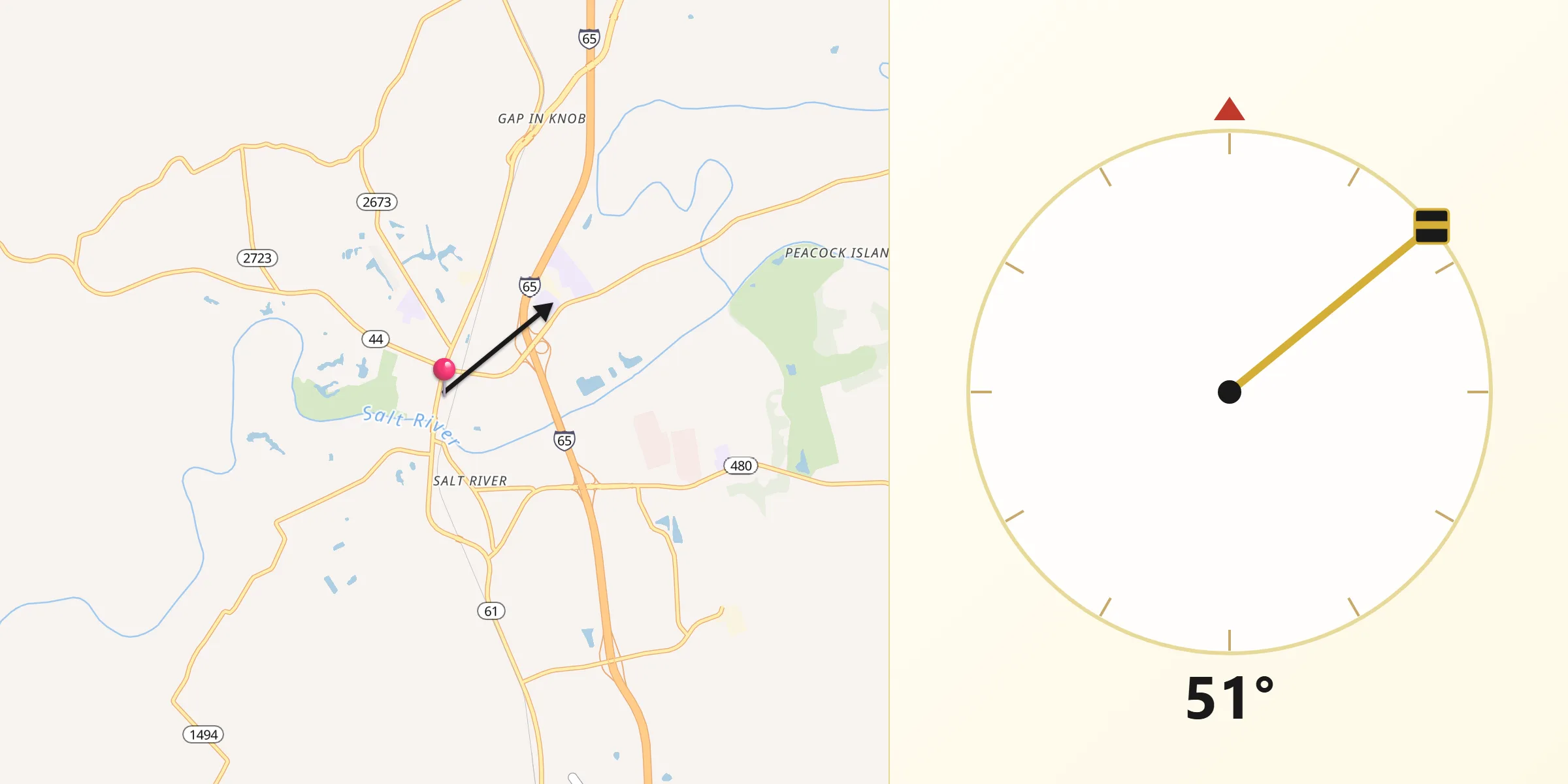Qibla Direction from Shepherdsville