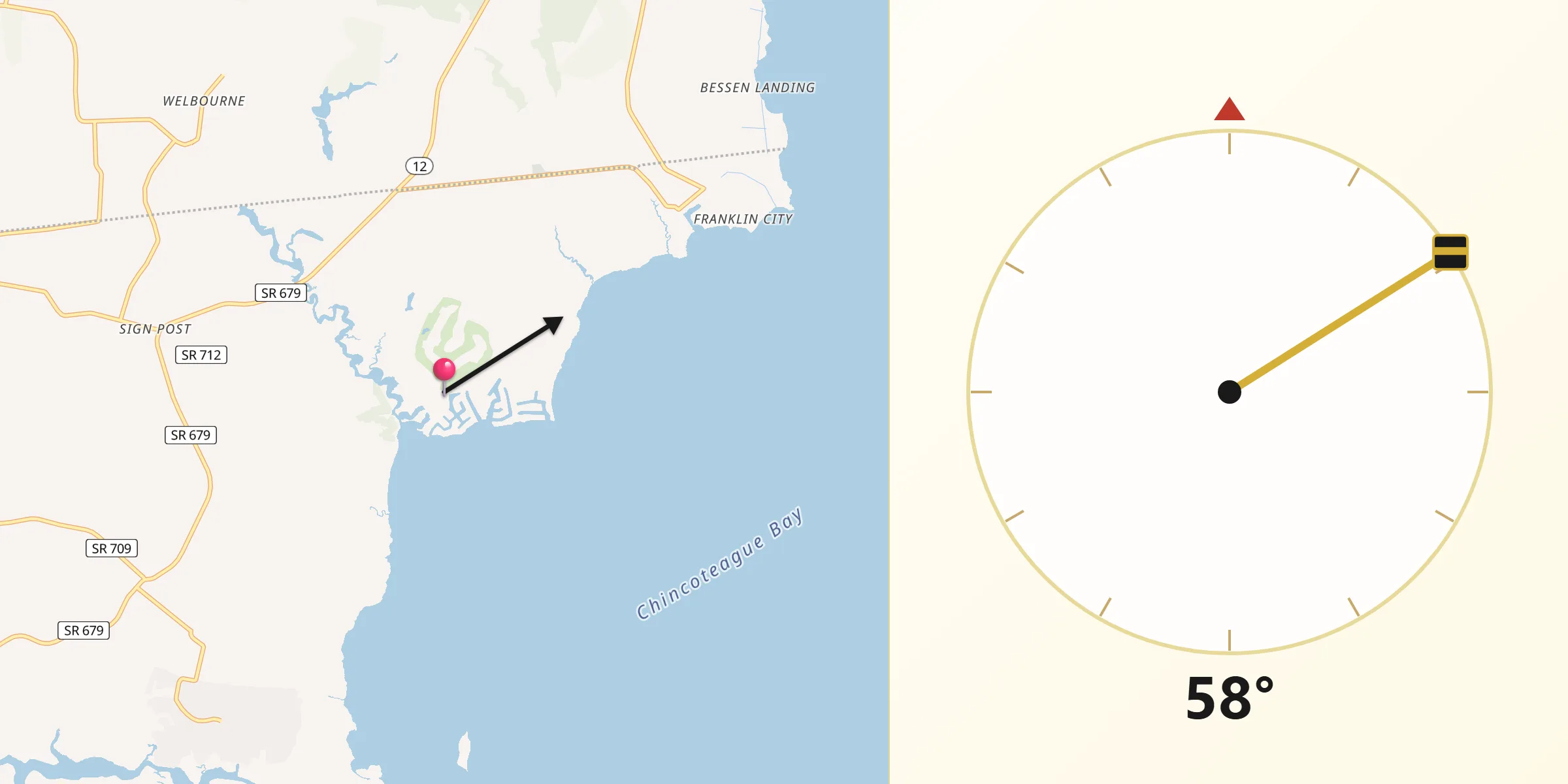 Qibla Direction from Captains Cove