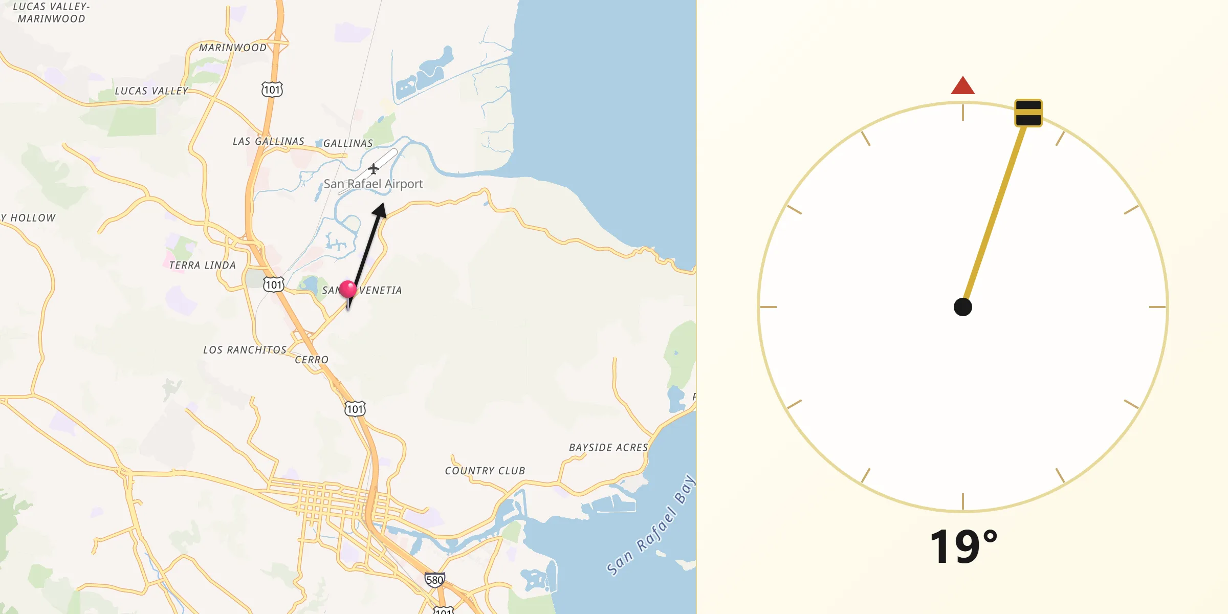 Qibla Direction from Santa Venetia
