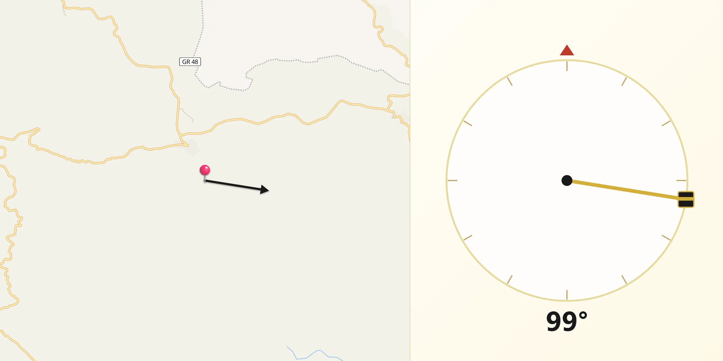 Dirección de la Qibla desde Hinojales