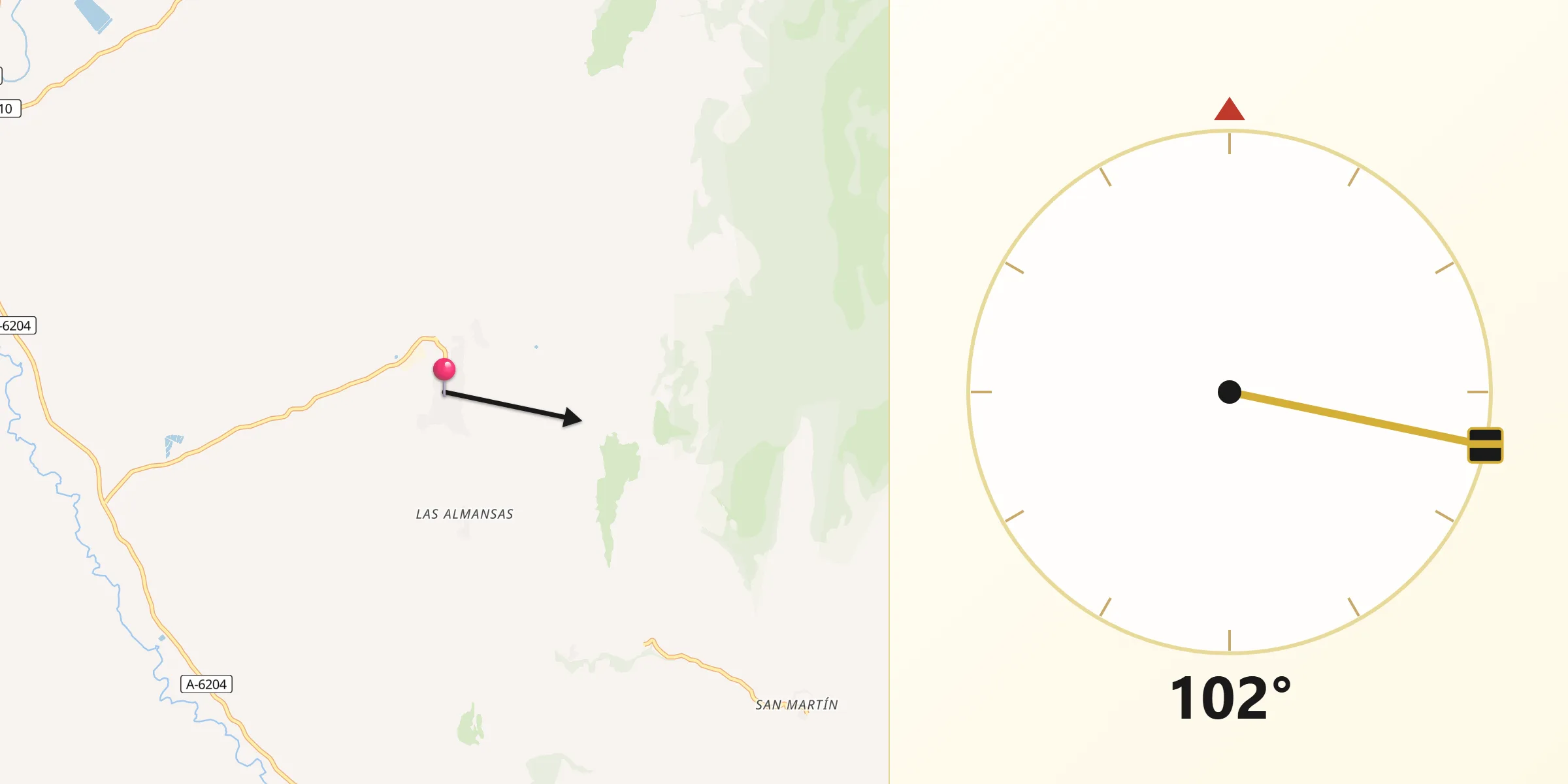 Dirección de la Qibla desde Chilluévar