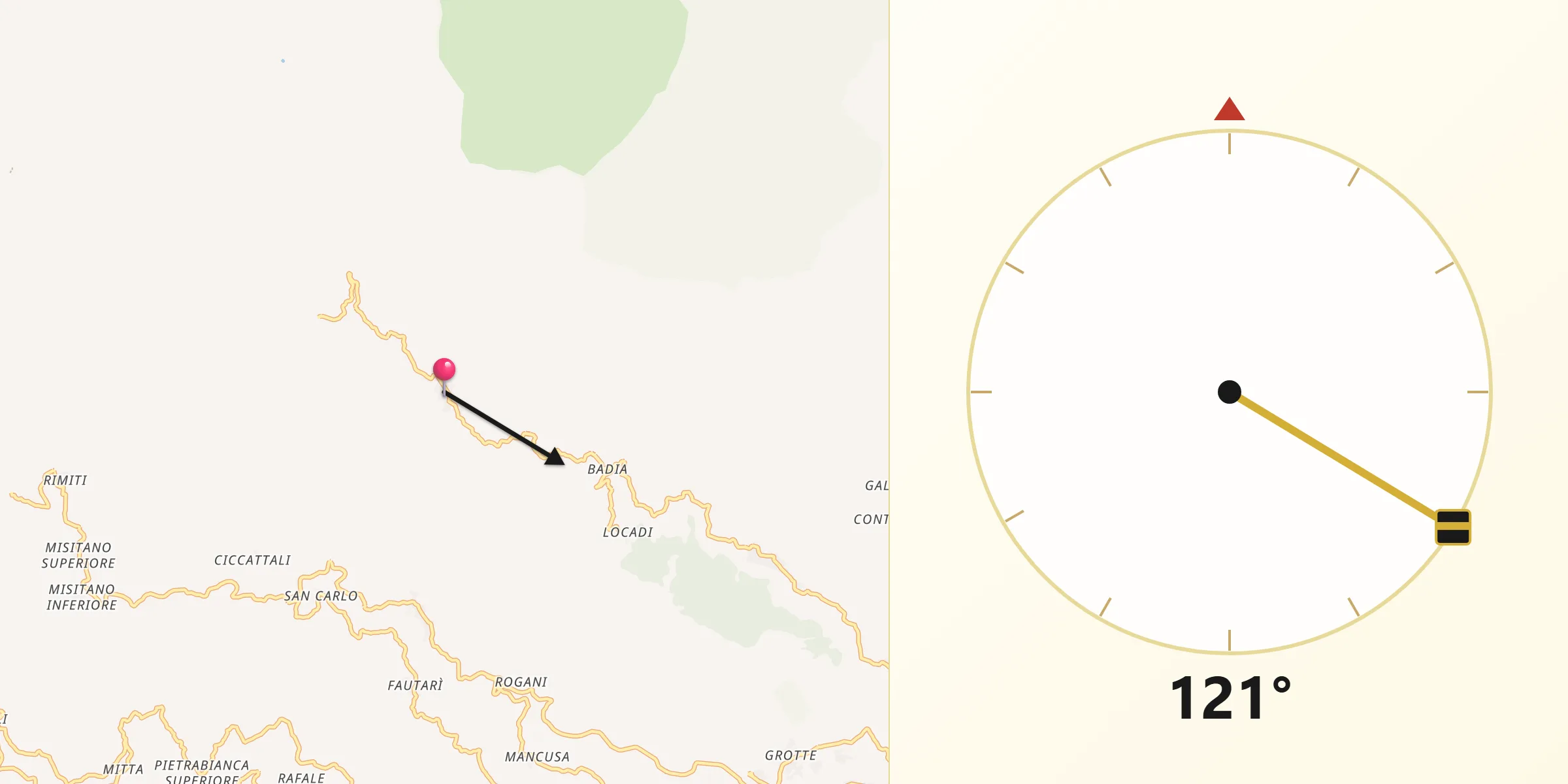 Direzione della Qibla da Mandanici