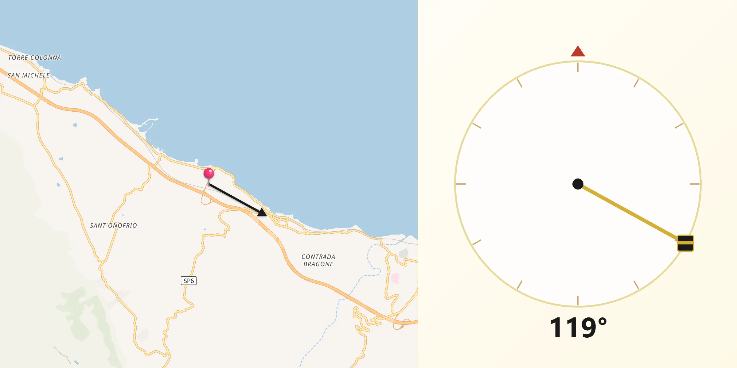 Direzione della Qibla da Trabia