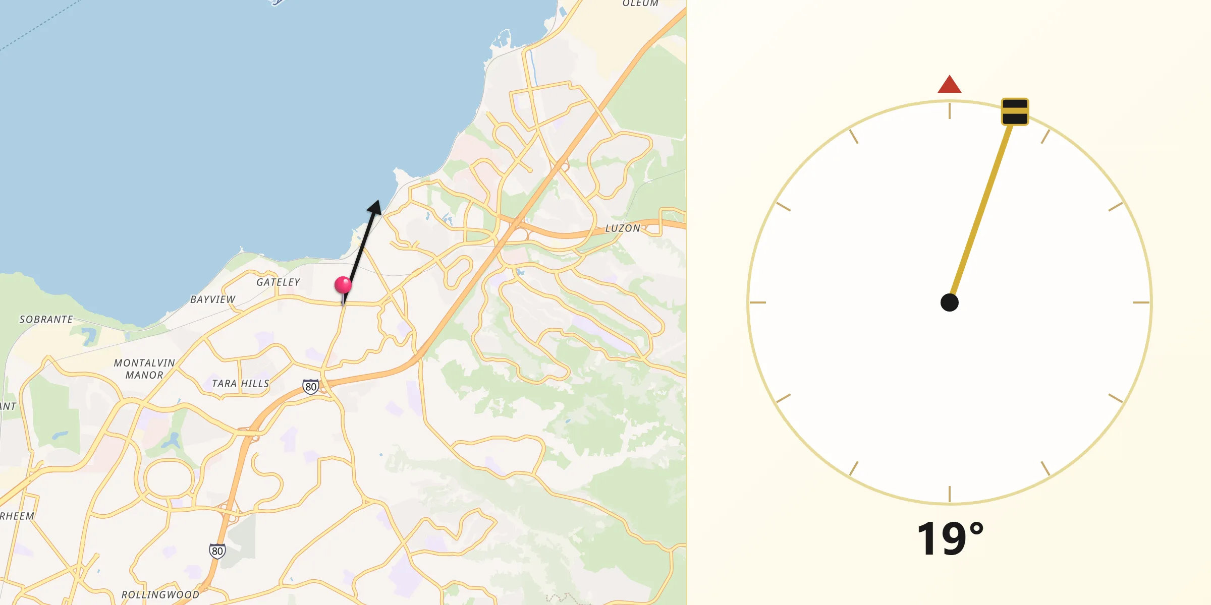 Qibla Direction from Pinole