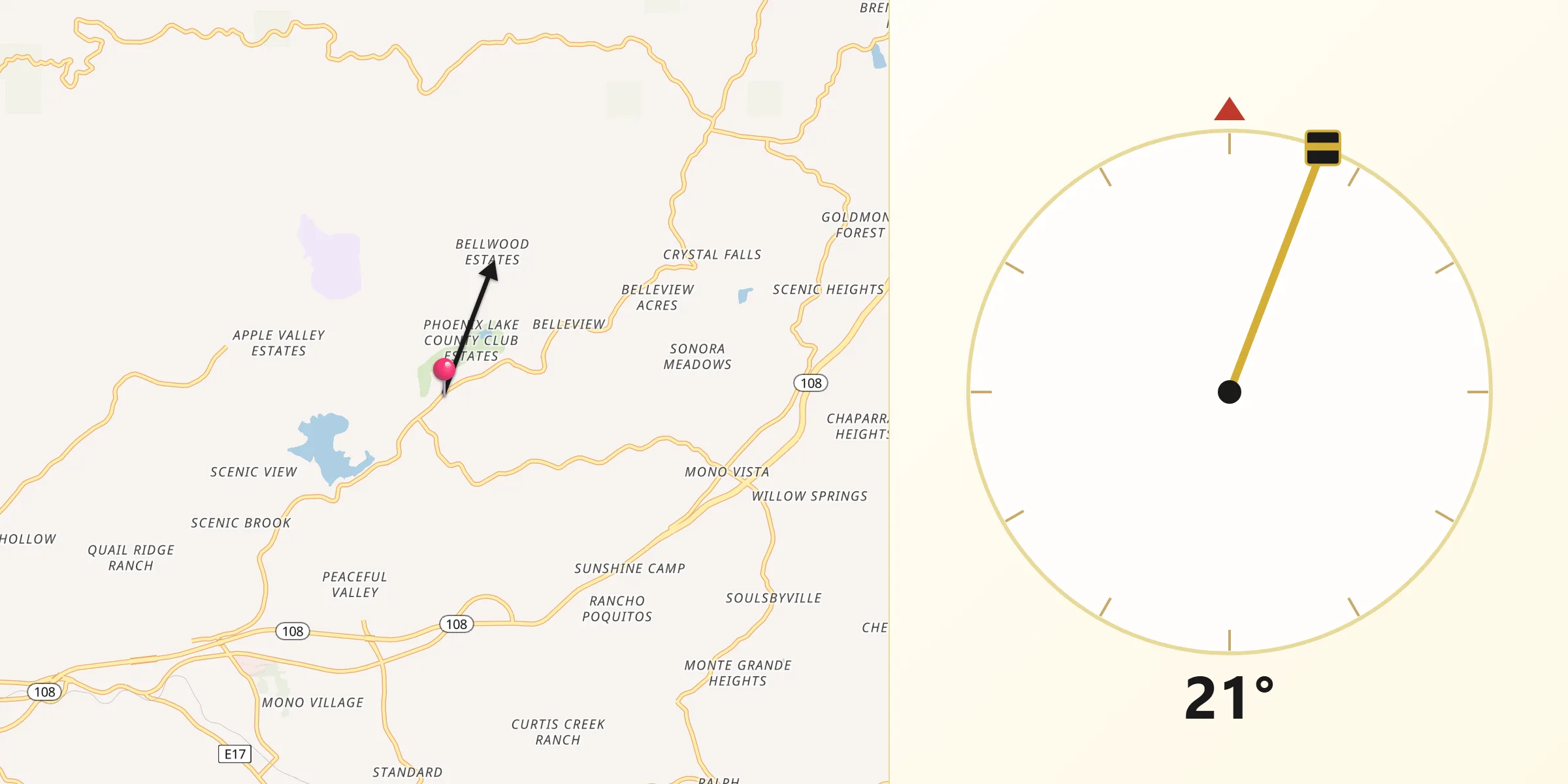 Qibla Direction from Phoenix Lake