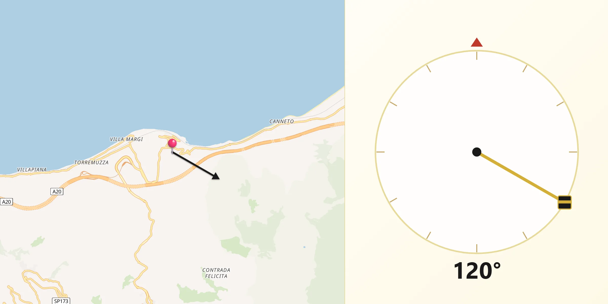 Direzione della Qibla da Santo Stefano di Camastra