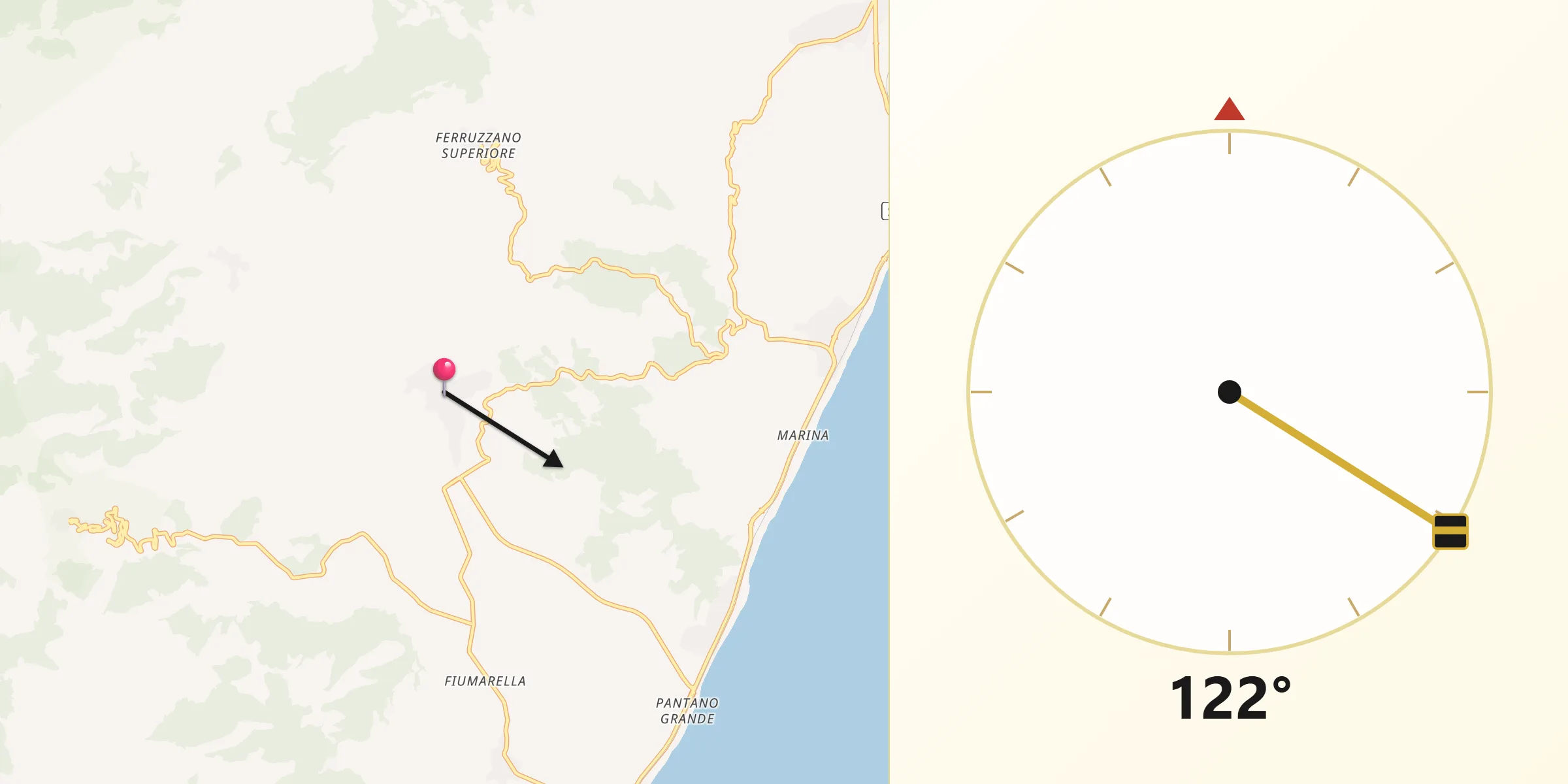 Direzione della Qibla da Bruzzano Zeffirio
