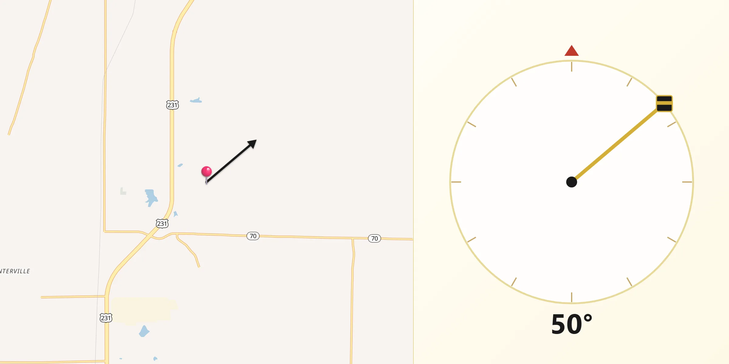 Qibla Direction from Spencer County