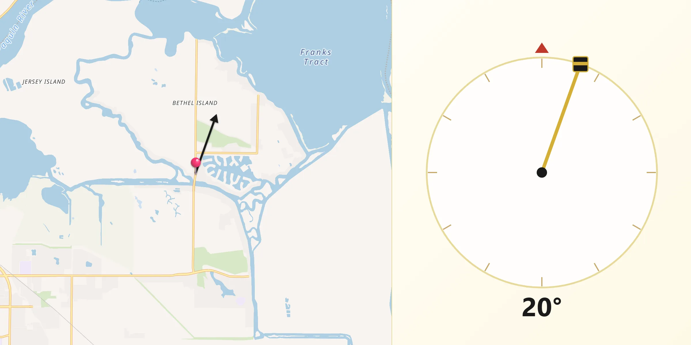 Qibla Direction from Bethel Island