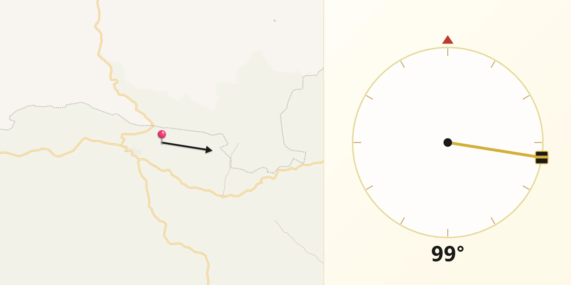 Dirección de la Qibla desde Cañaveral de León
