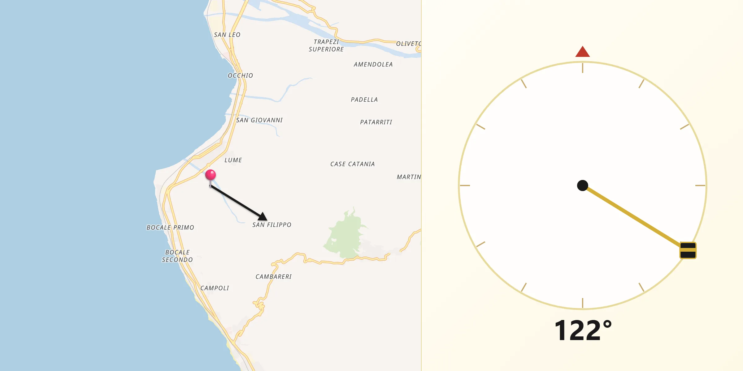 Direzione della Qibla da Pellaro
