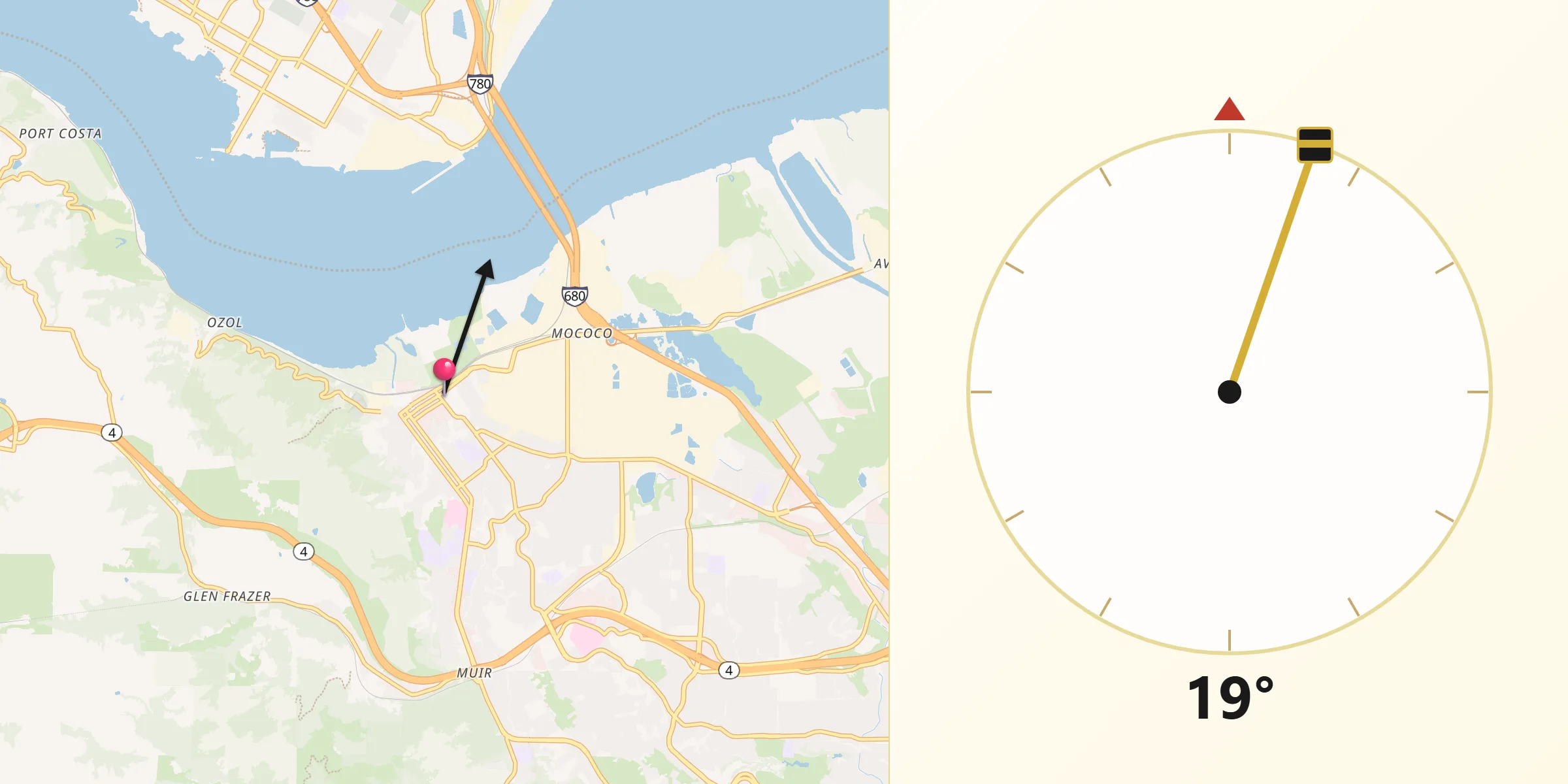 Qibla Direction from Martinez