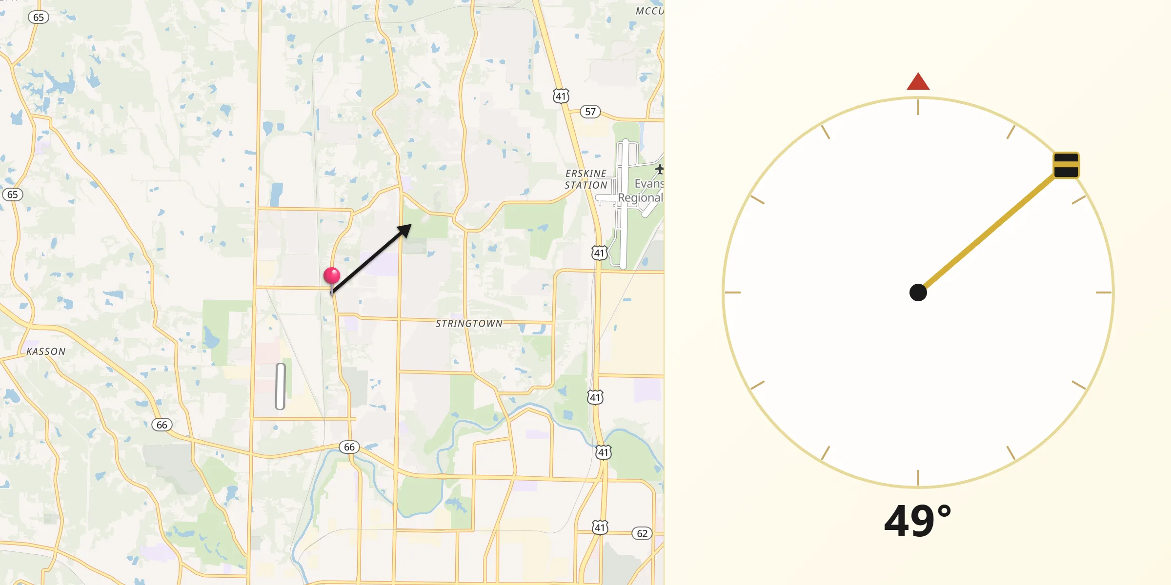 Qibla Direction from Vanderburgh