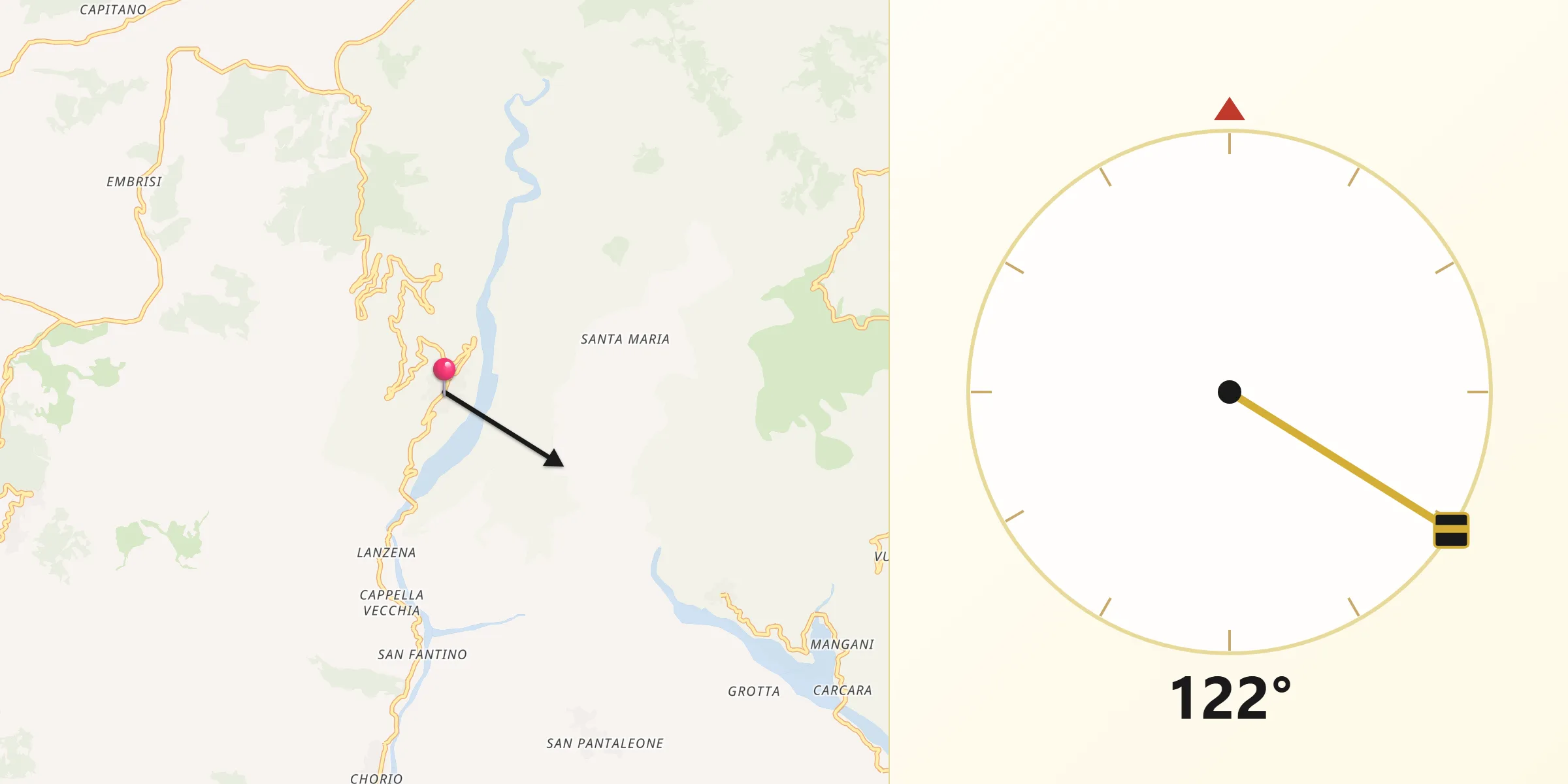 Direzione della Qibla da Bagaladi