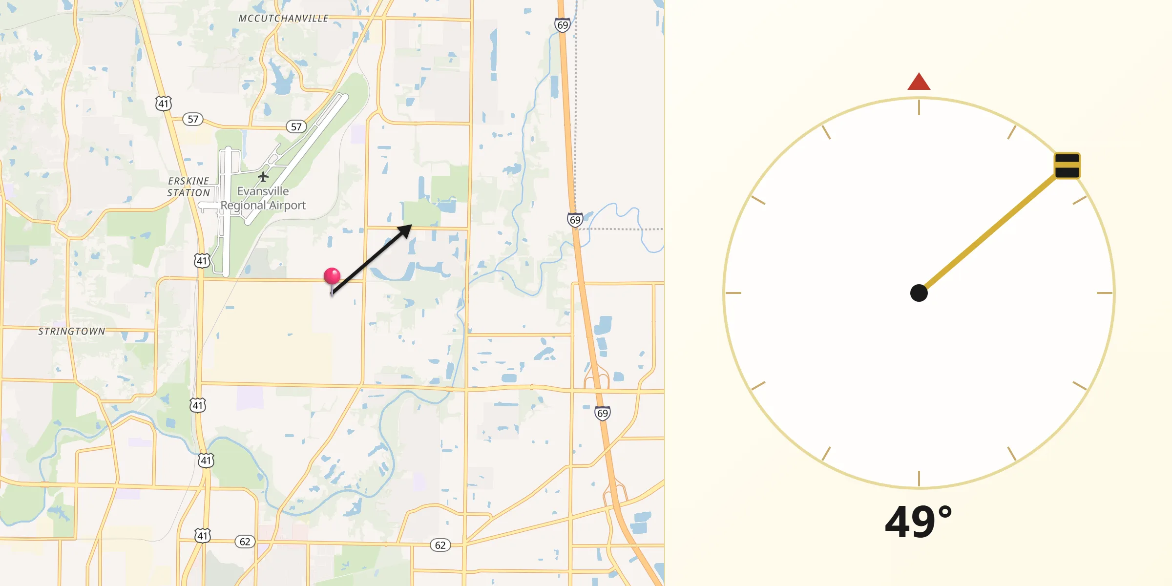 Qibla Direction from Melody Hill