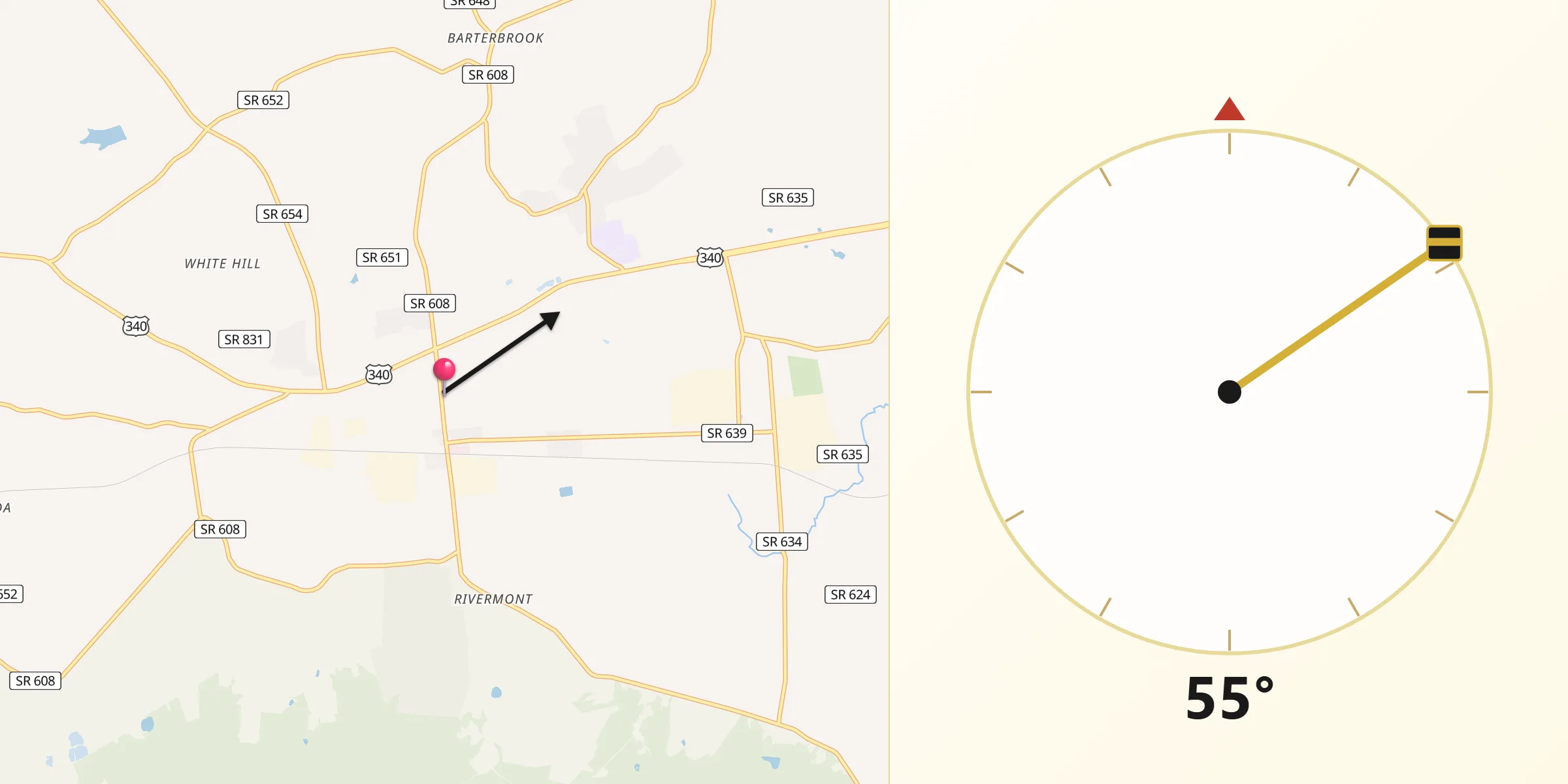Qibla Direction from Stuarts Draft