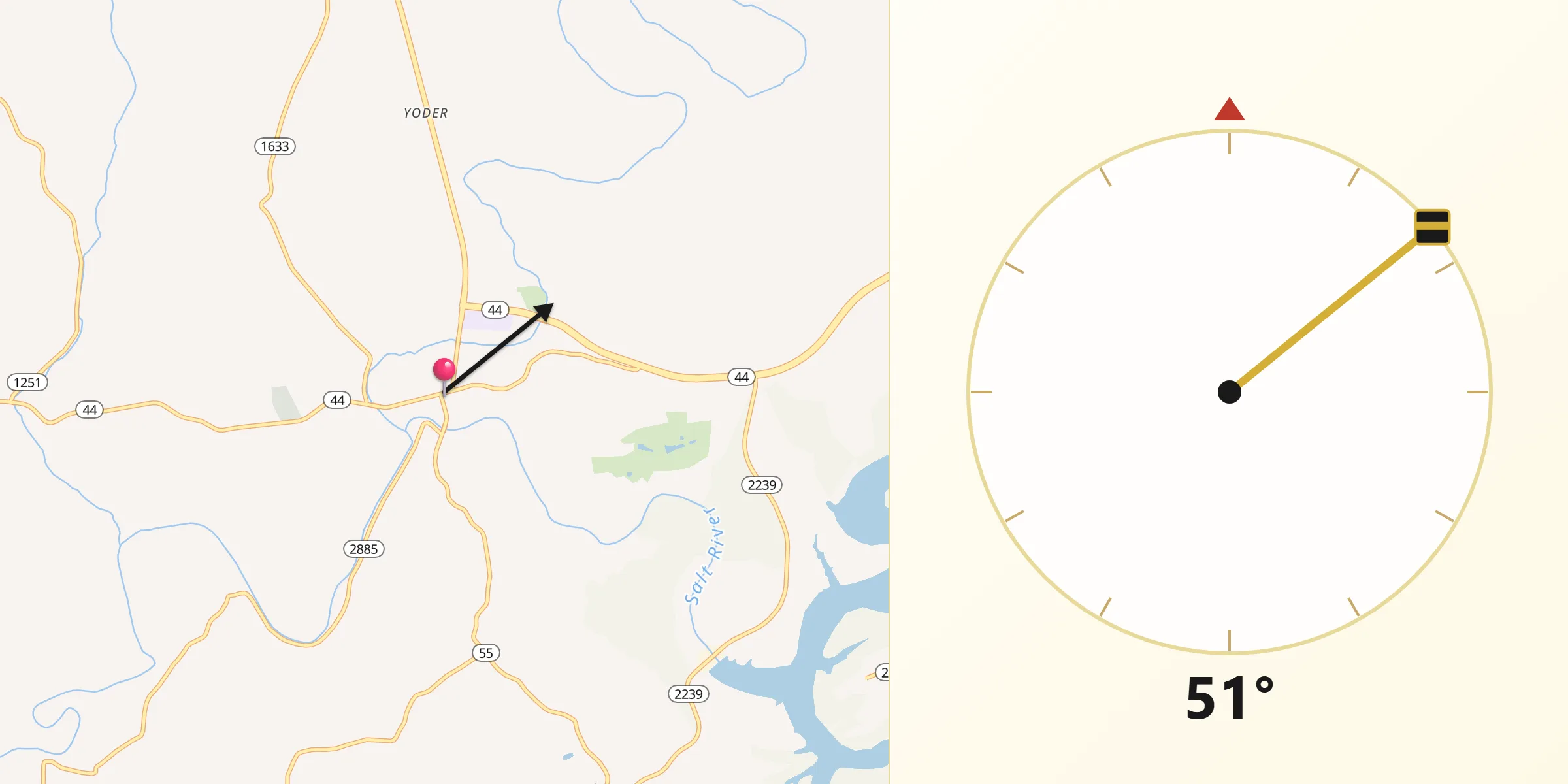 Qibla Direction from Taylorsville