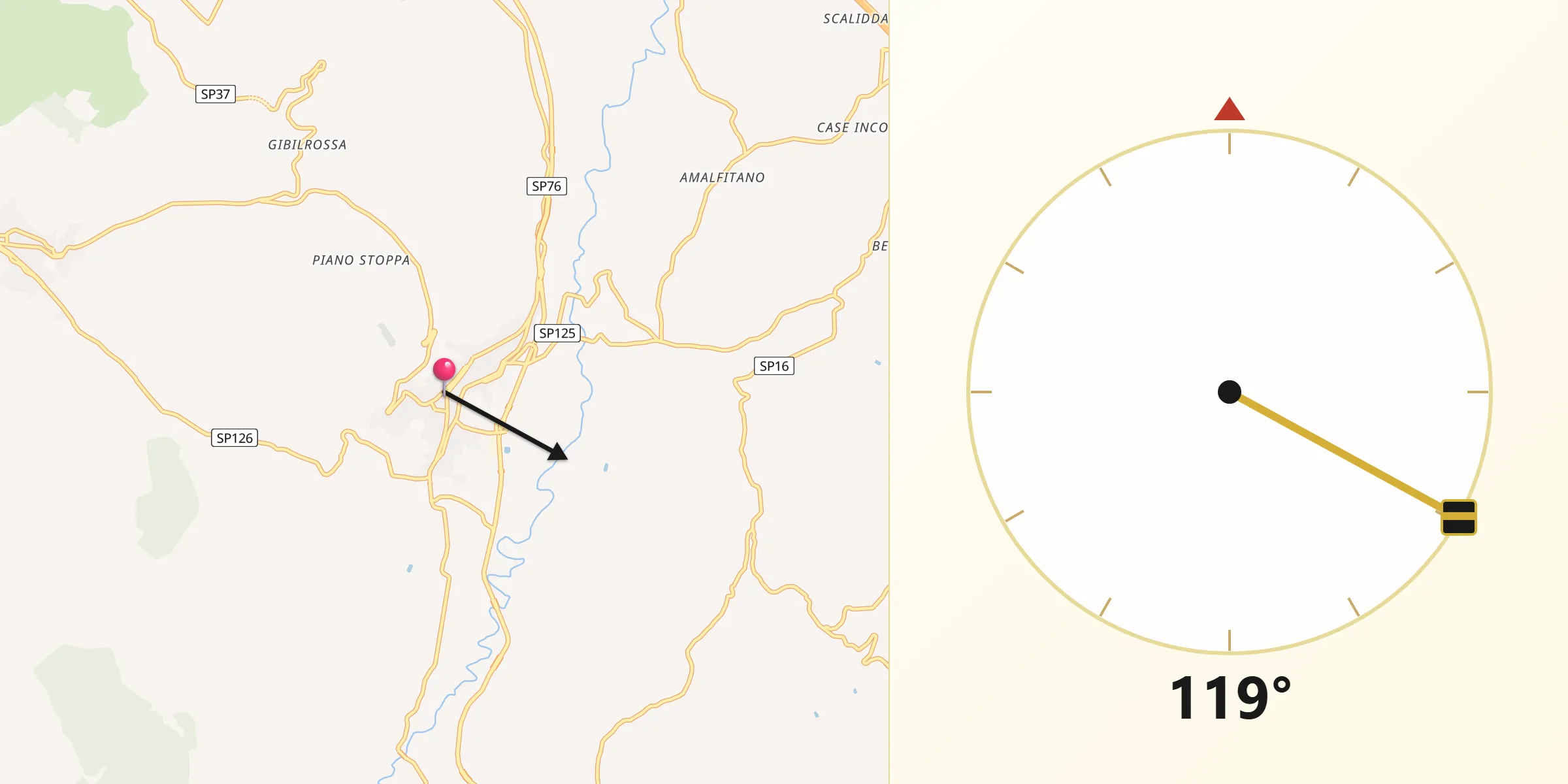 Direzione della Qibla da Misilmeri