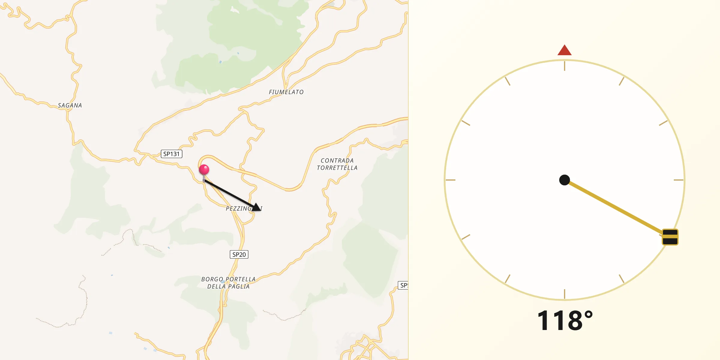 Direzione della Qibla da Giacalone