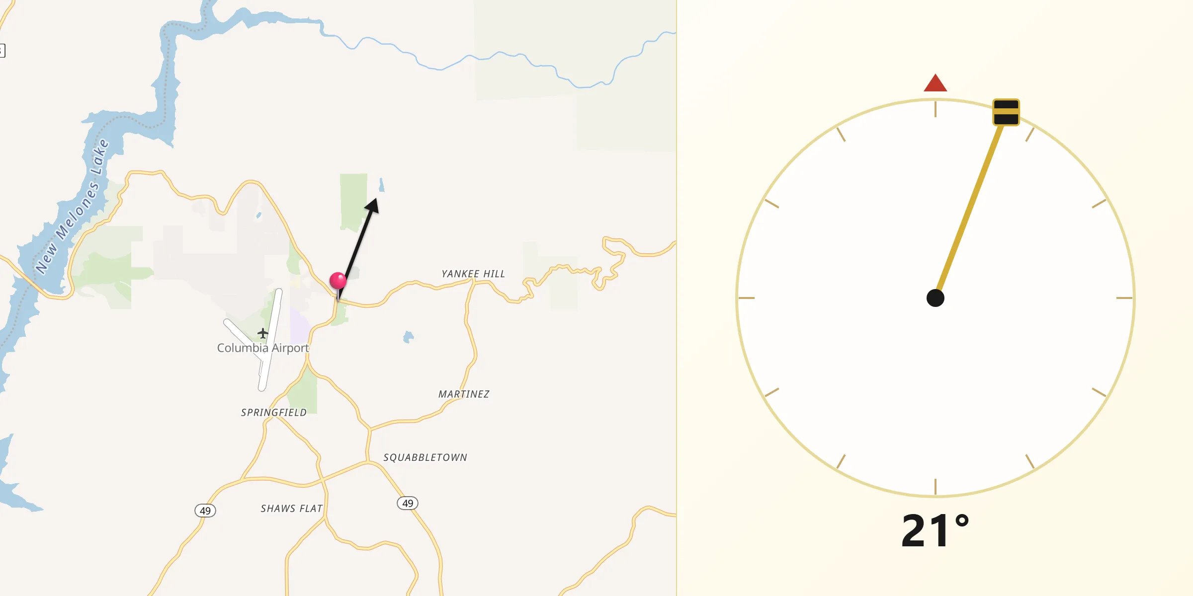 Qibla Direction from Columbia
