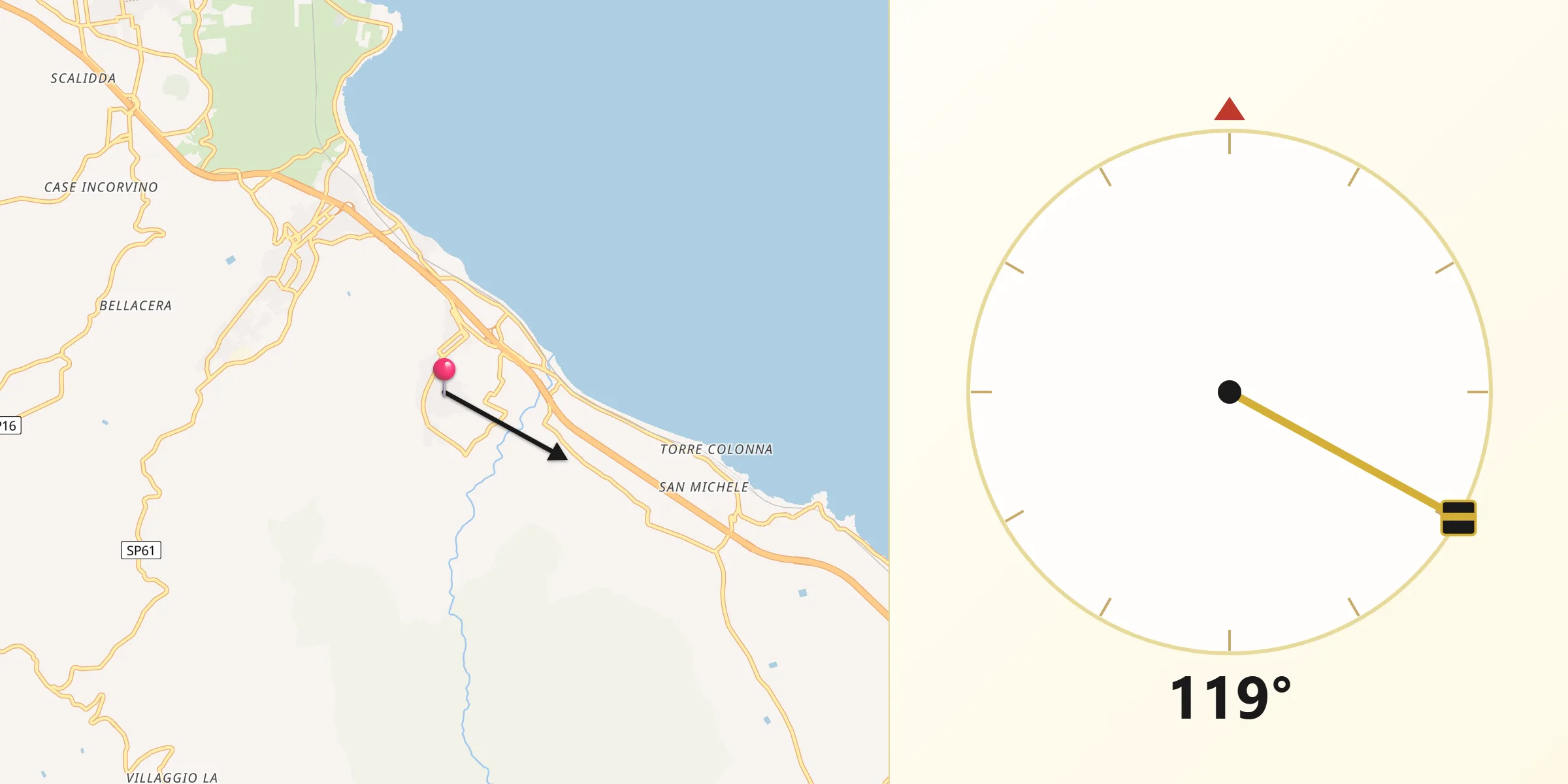 Direzione della Qibla da Altavilla Milicia