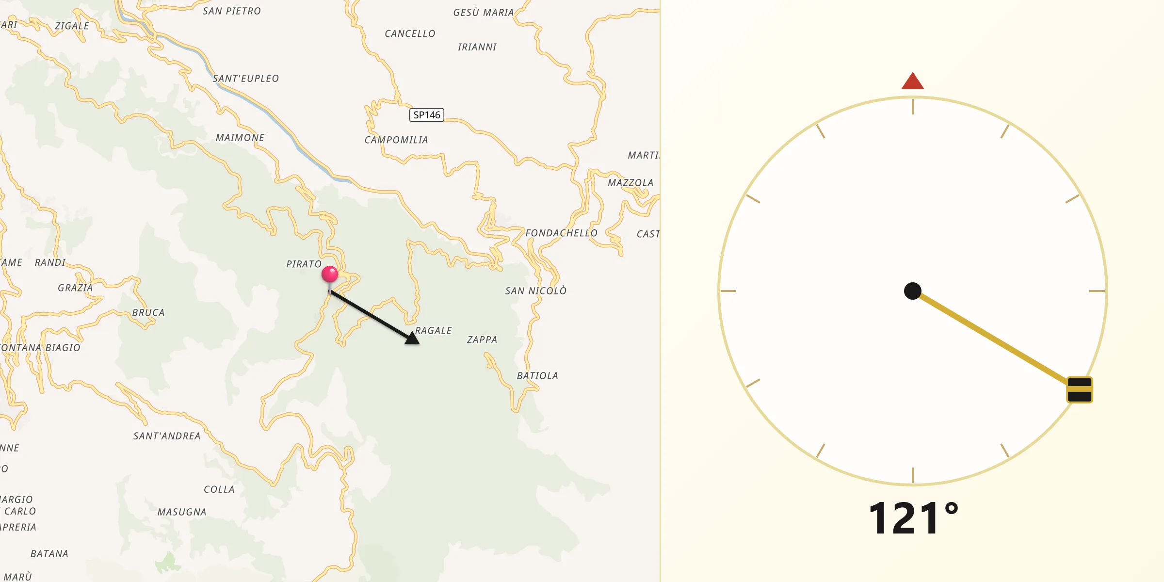 Direzione della Qibla da Ucria