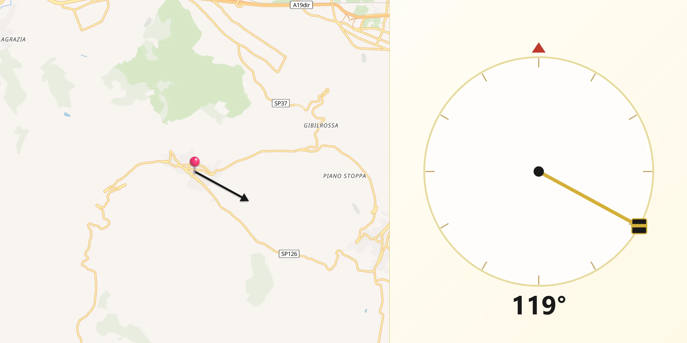 Direzione della Qibla da Belmonte Mezzagno
