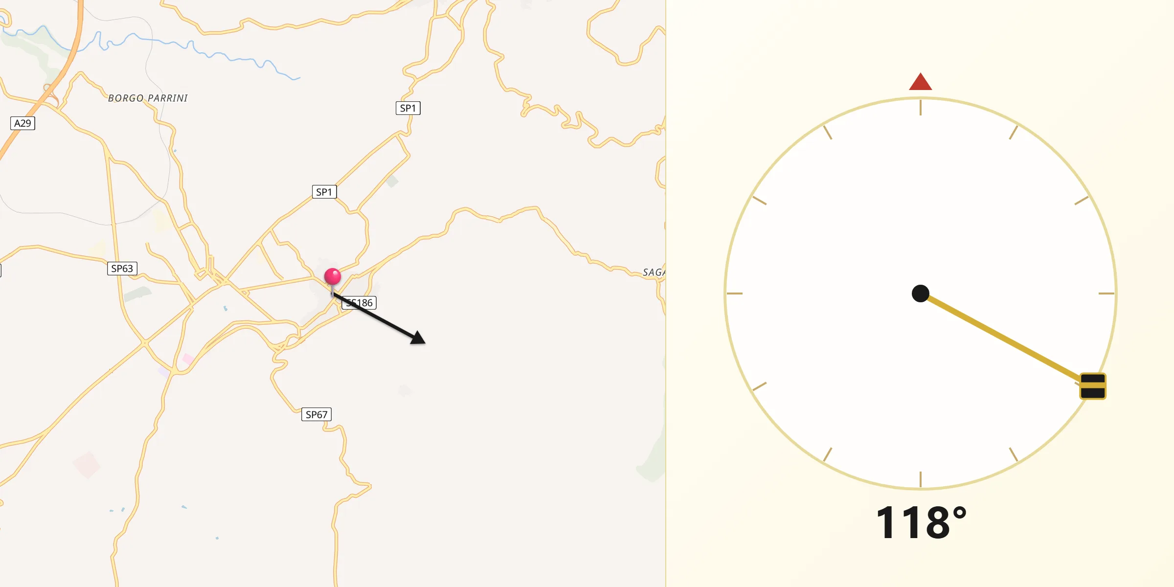 Direzione della Qibla da Borgetto
